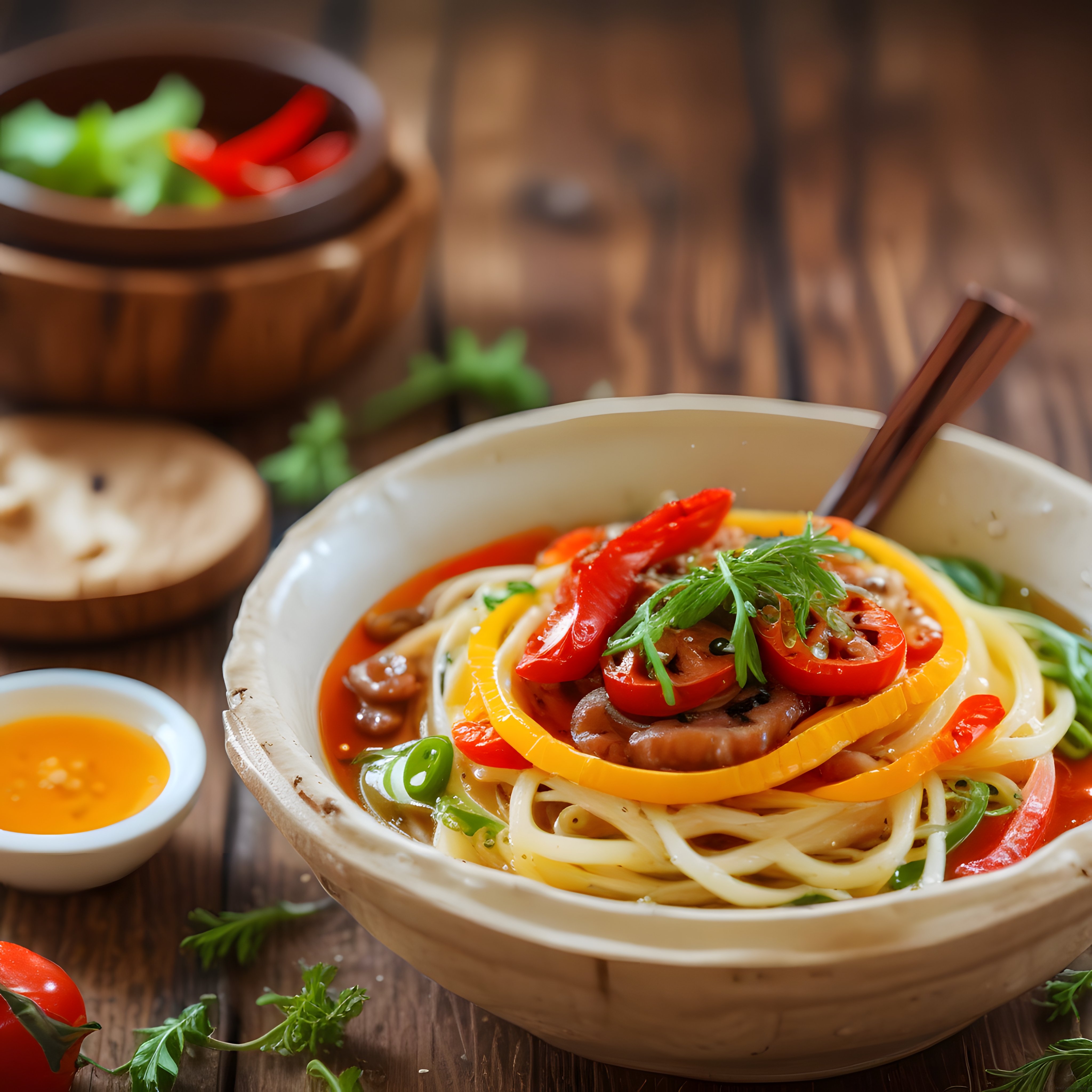 Renkli Sebzeli Mantarlı Spagetti: Lezzetli Ev Yapımı Makarna Kasesi