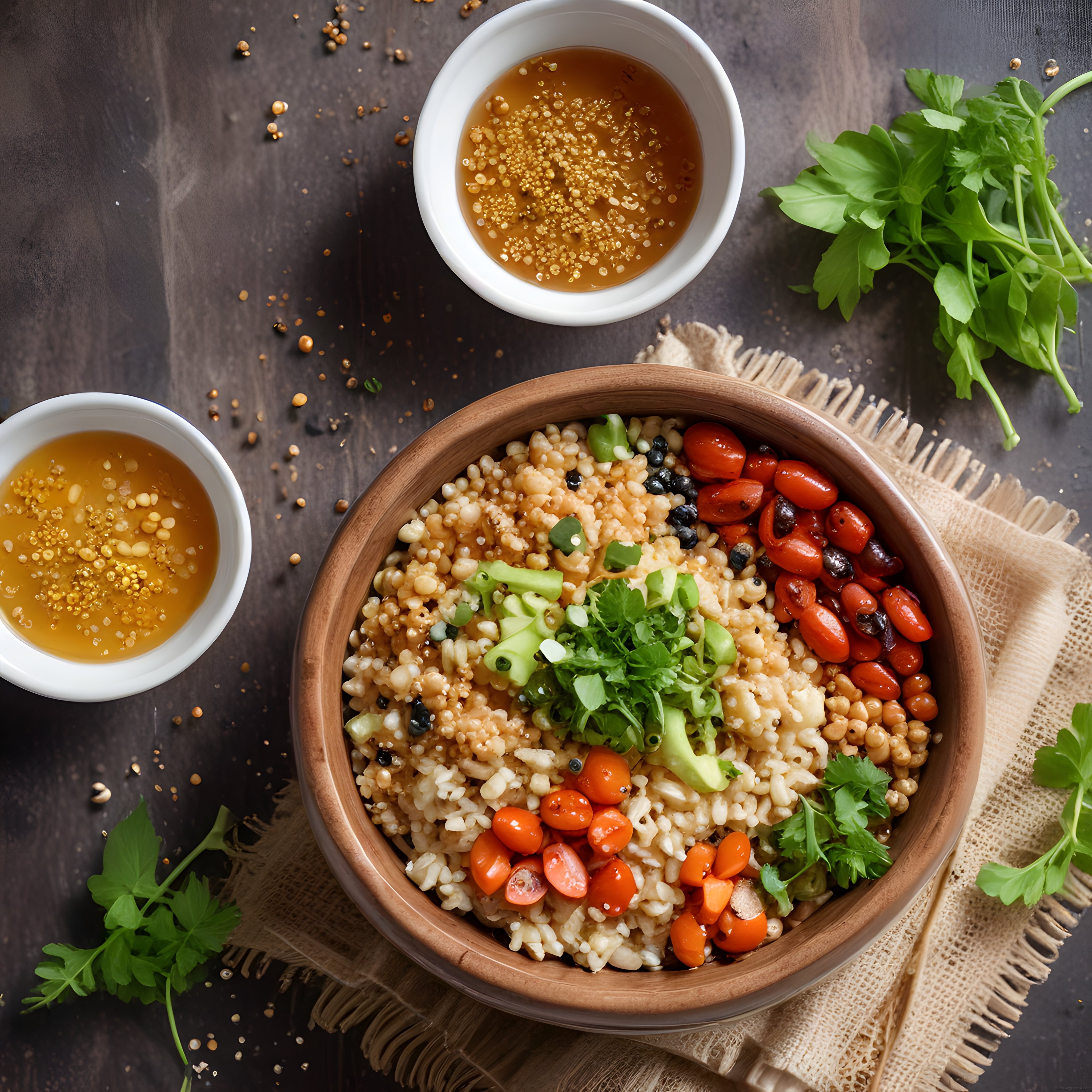 Renkli sebzeli ve tahıllı sağlıklı vegan kase tarifi ile besleyici bir öğün