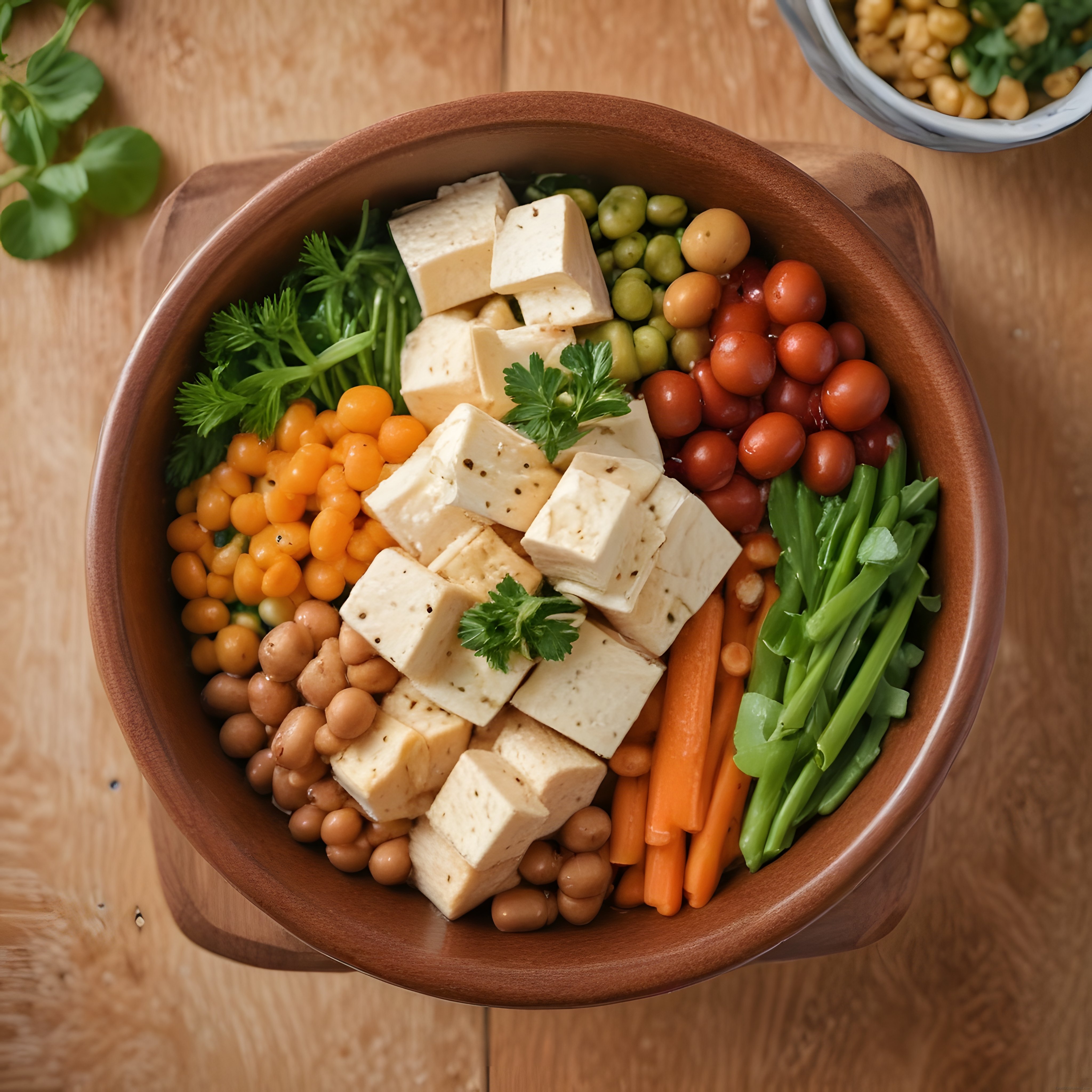 Renkli Sebzeli ve Tofulu Sağlıklı Vegan Buddha Bowl Kasesi