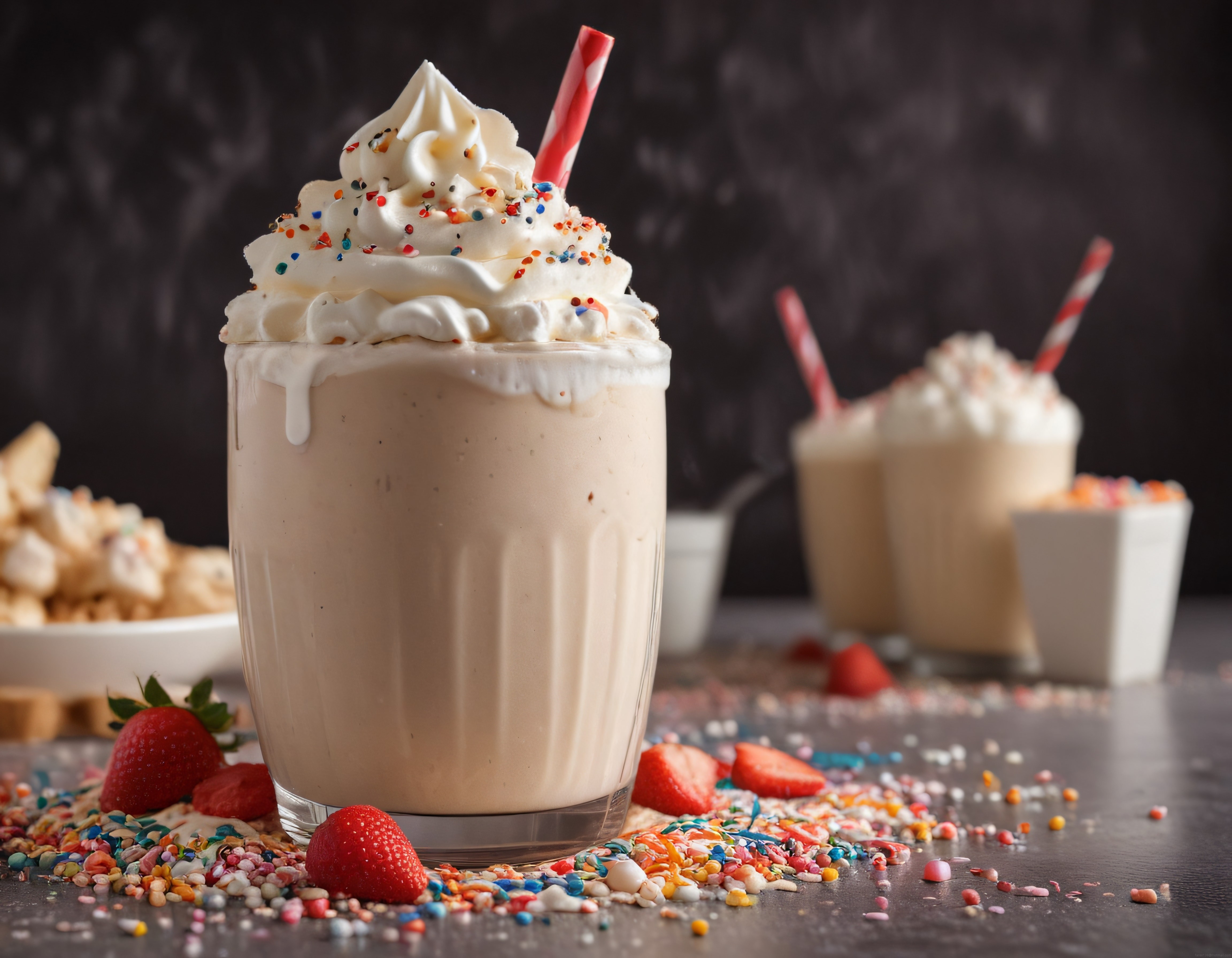 Renkli Şekerlemeli Çilekli Milkshake: Kremalı Ev Yapımı Serinletici İçecek