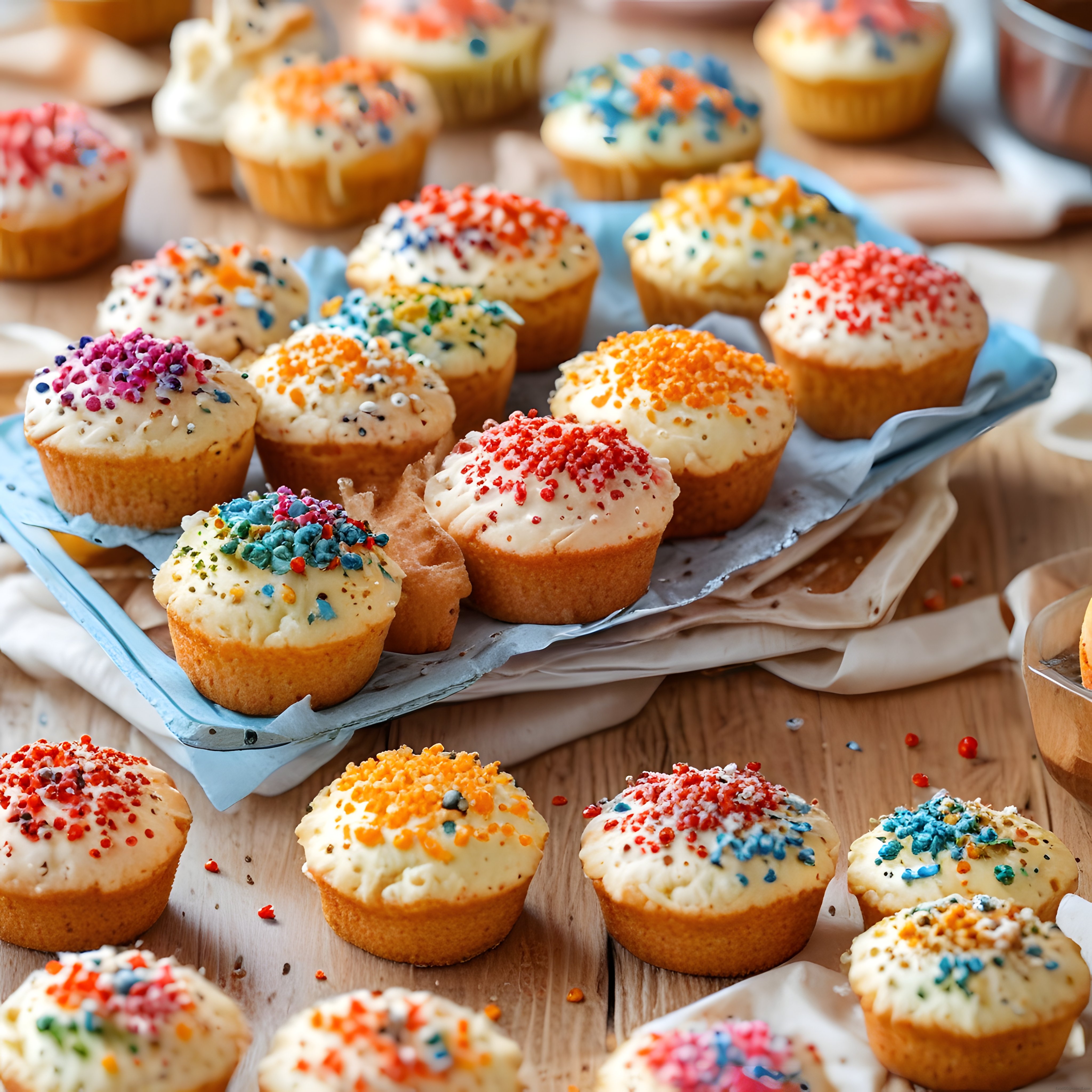 Renkli Şekerlemeli Cupcake'ler: Doğum Günü ve Parti İçin Neşeli Tatlı Sunum