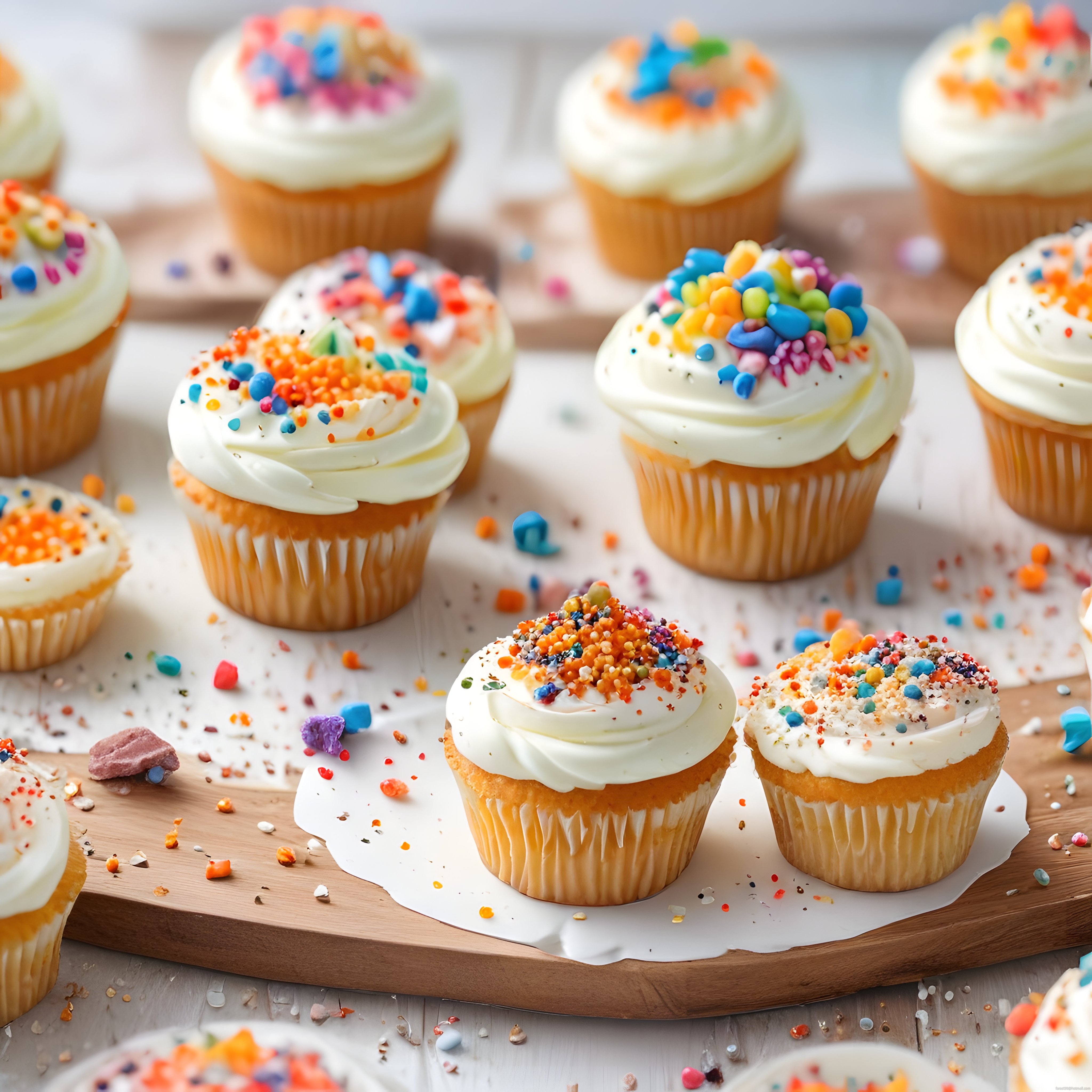 Renkli Şekerlemeli Cupcakeler ve Doğum Günü Partisi Tatlı Tarifleri