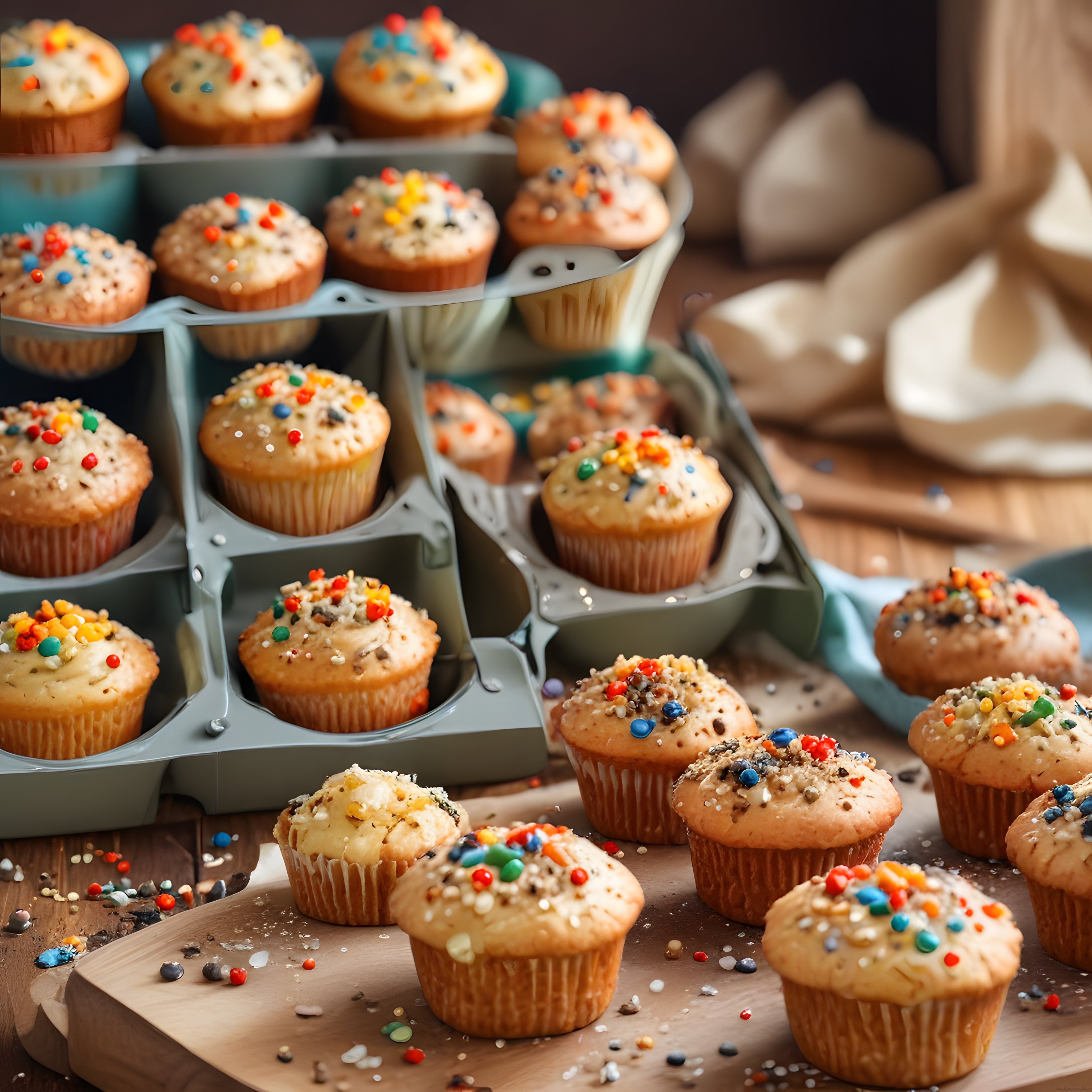 Renkli Şekerlemeli Taptaze Muffinler: Fırından Yeni Çıkmış Tatlı Lezzetler