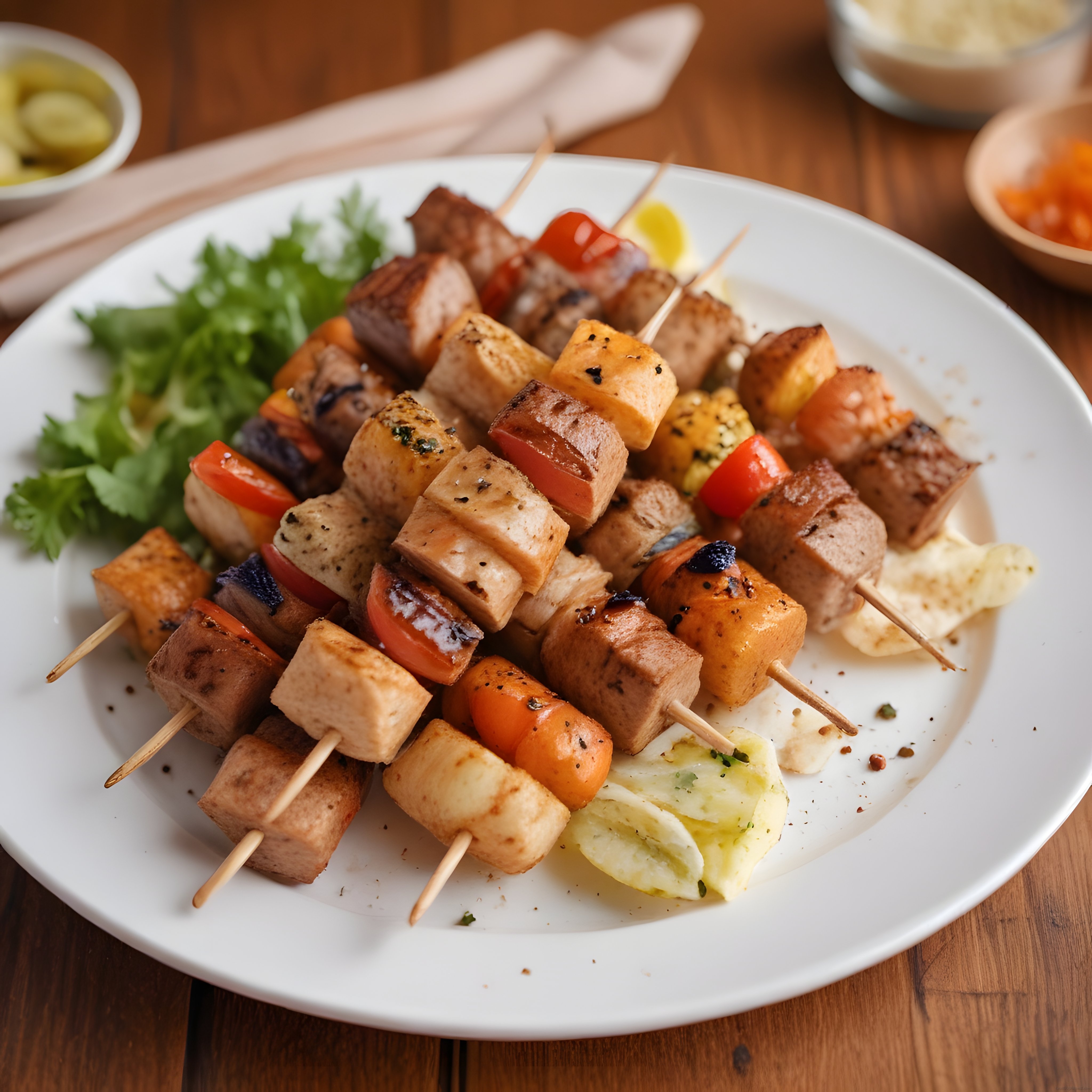 Renkli Şiş Kebap Tabak: Izgara Et, Sebze ve Lavaş Eşliğinde