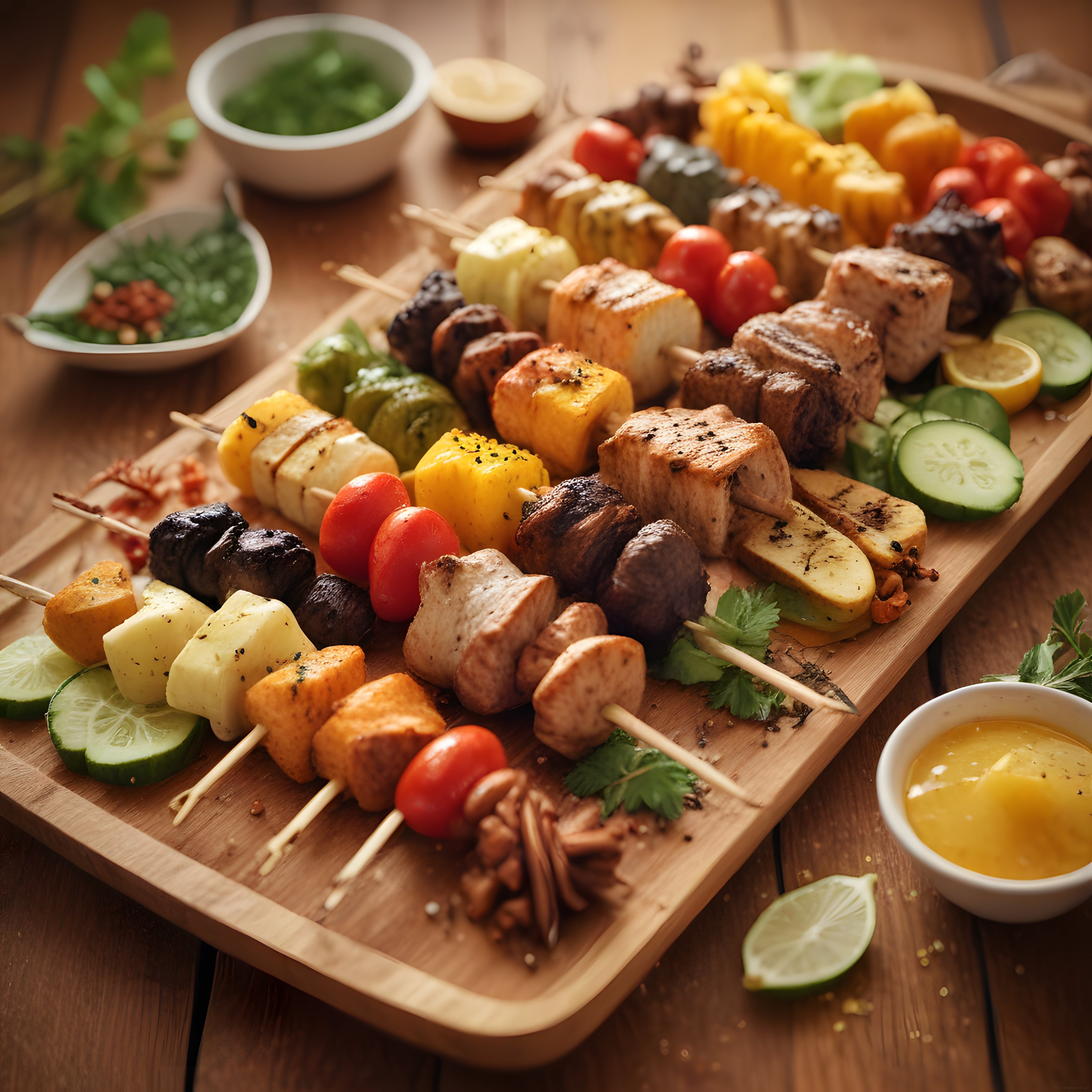 Renkli Şiş Kebap ve Izgara Lezzetleriyle Muhteşem Bir Yemek Sunumu