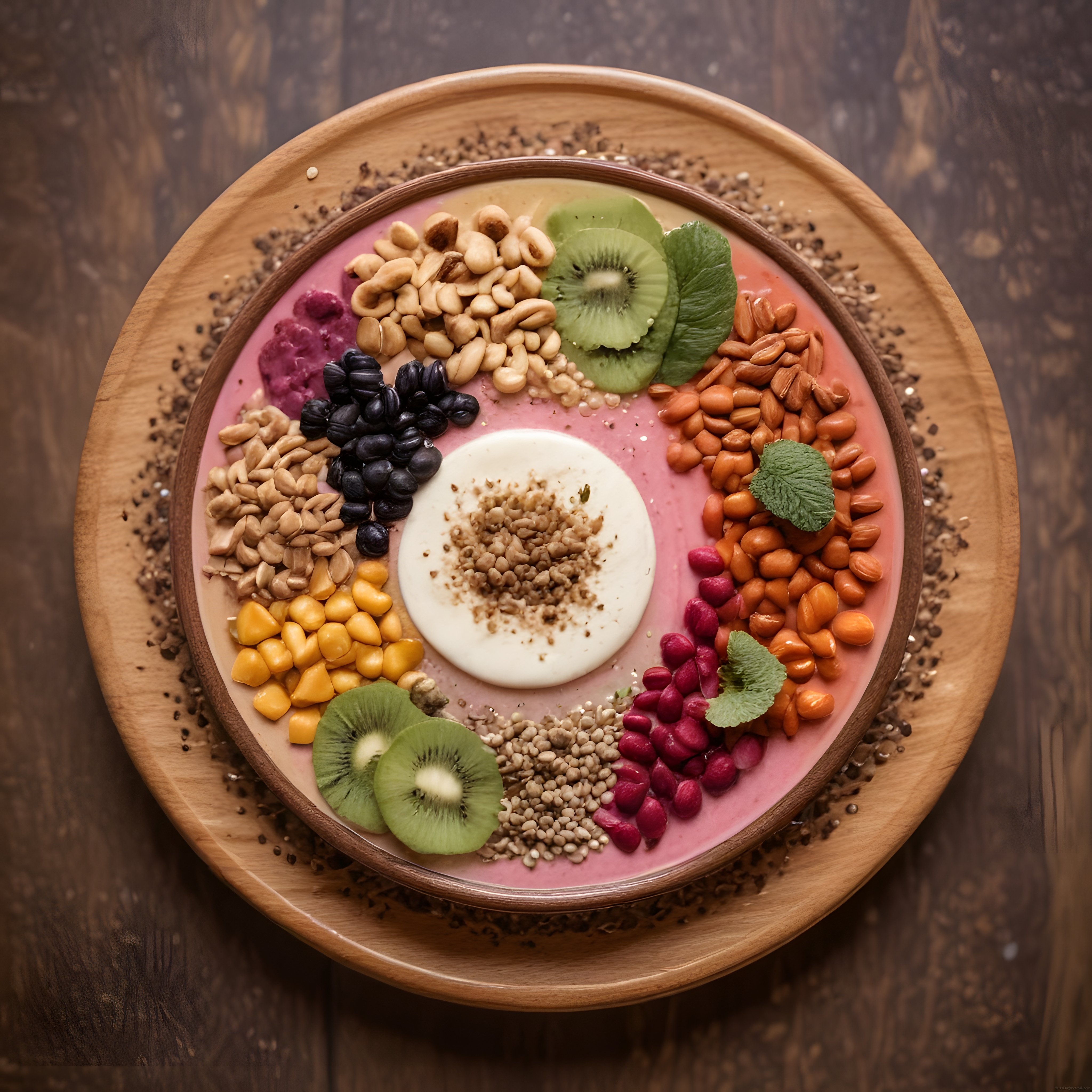 Renkli Smoothie Bowl: Taze Meyveli ve Kuruyemişli Sağlıklı Kahvaltı Kasesi
