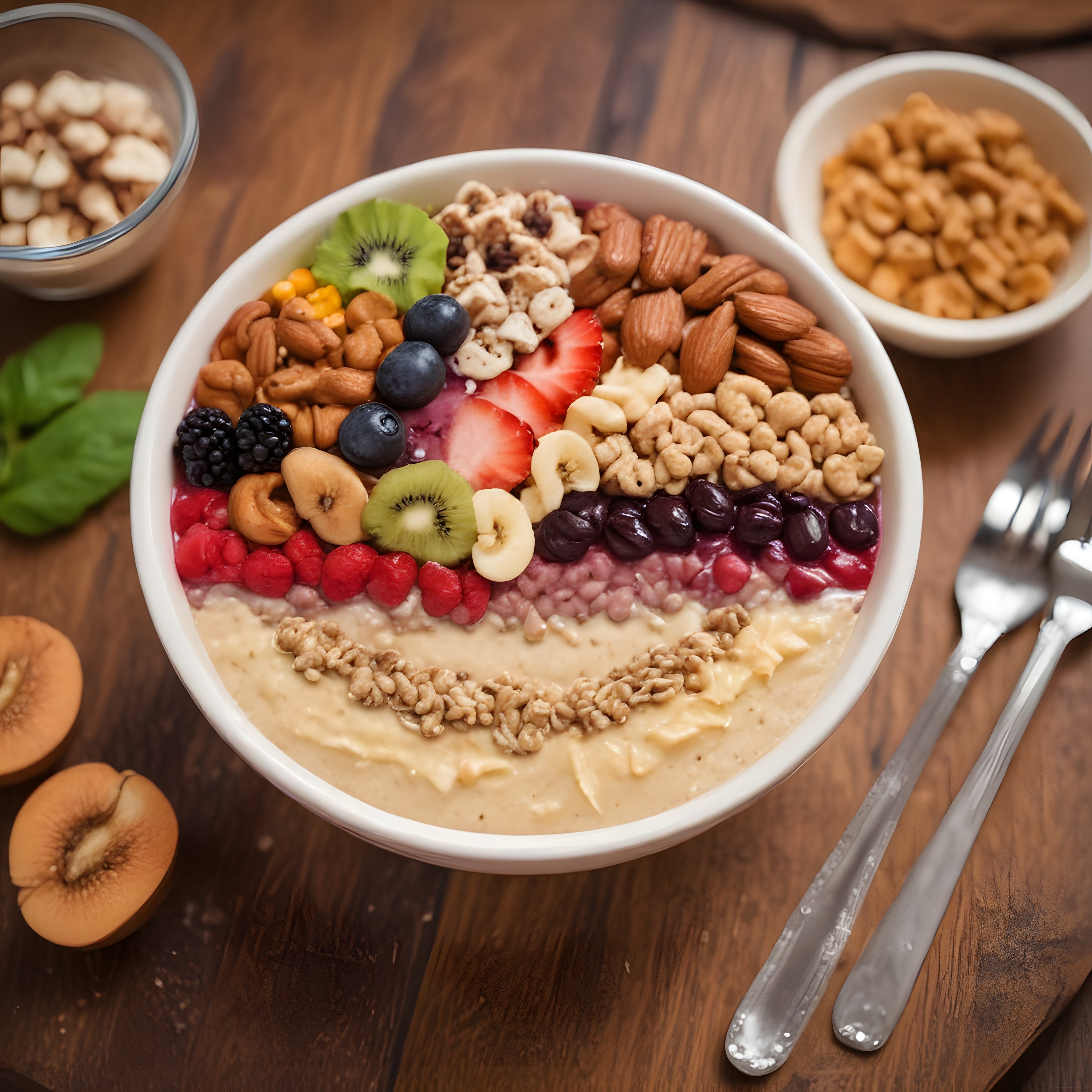 Renkli Smoothie Bowl: Taze Meyveli ve Kuruyemişli Sağlıklı Kahvaltı Kasesi