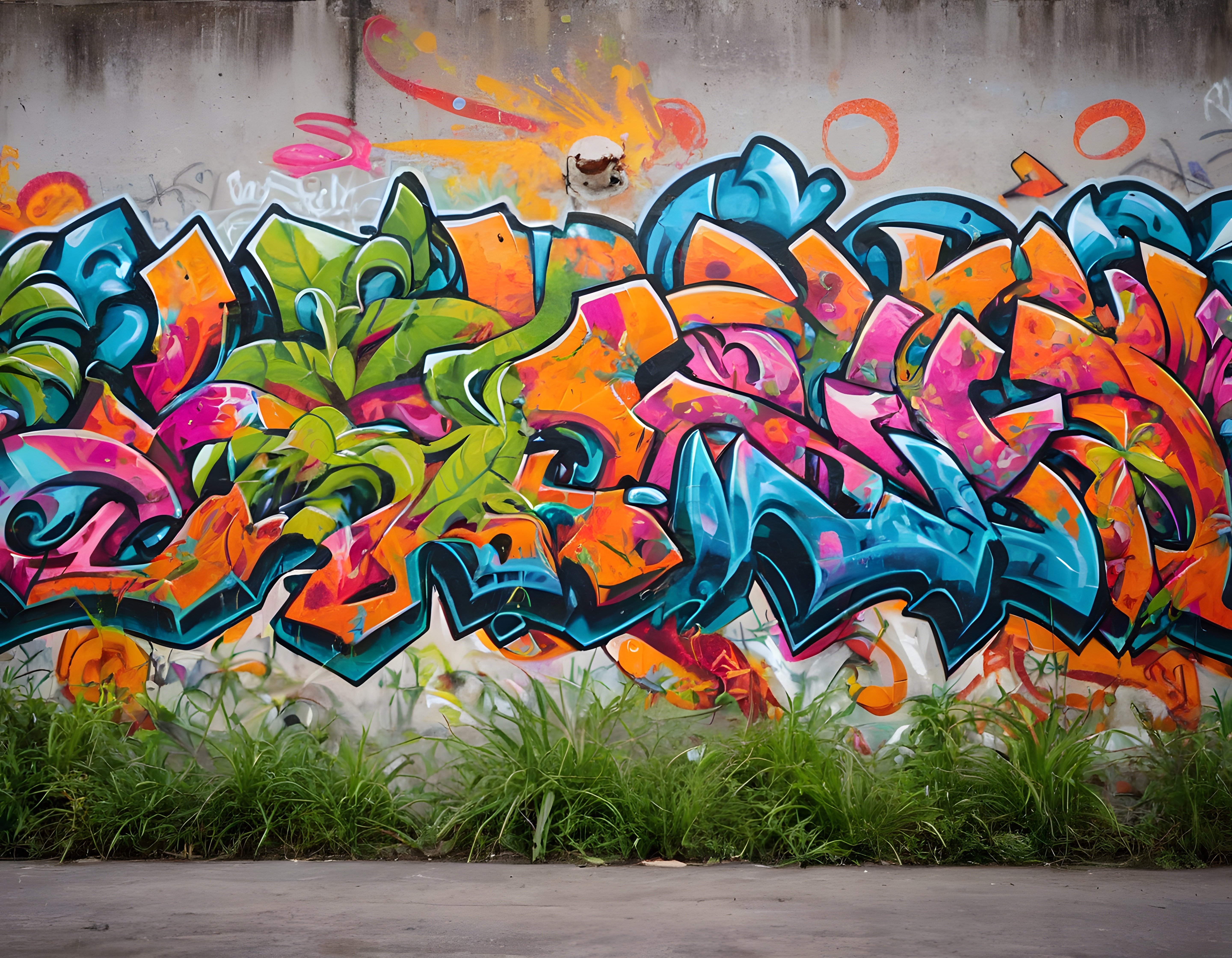 Renkli Soyut Graffiti Duvarı: Kentsel Sanatın Enerjik ve Canlı Dokusu