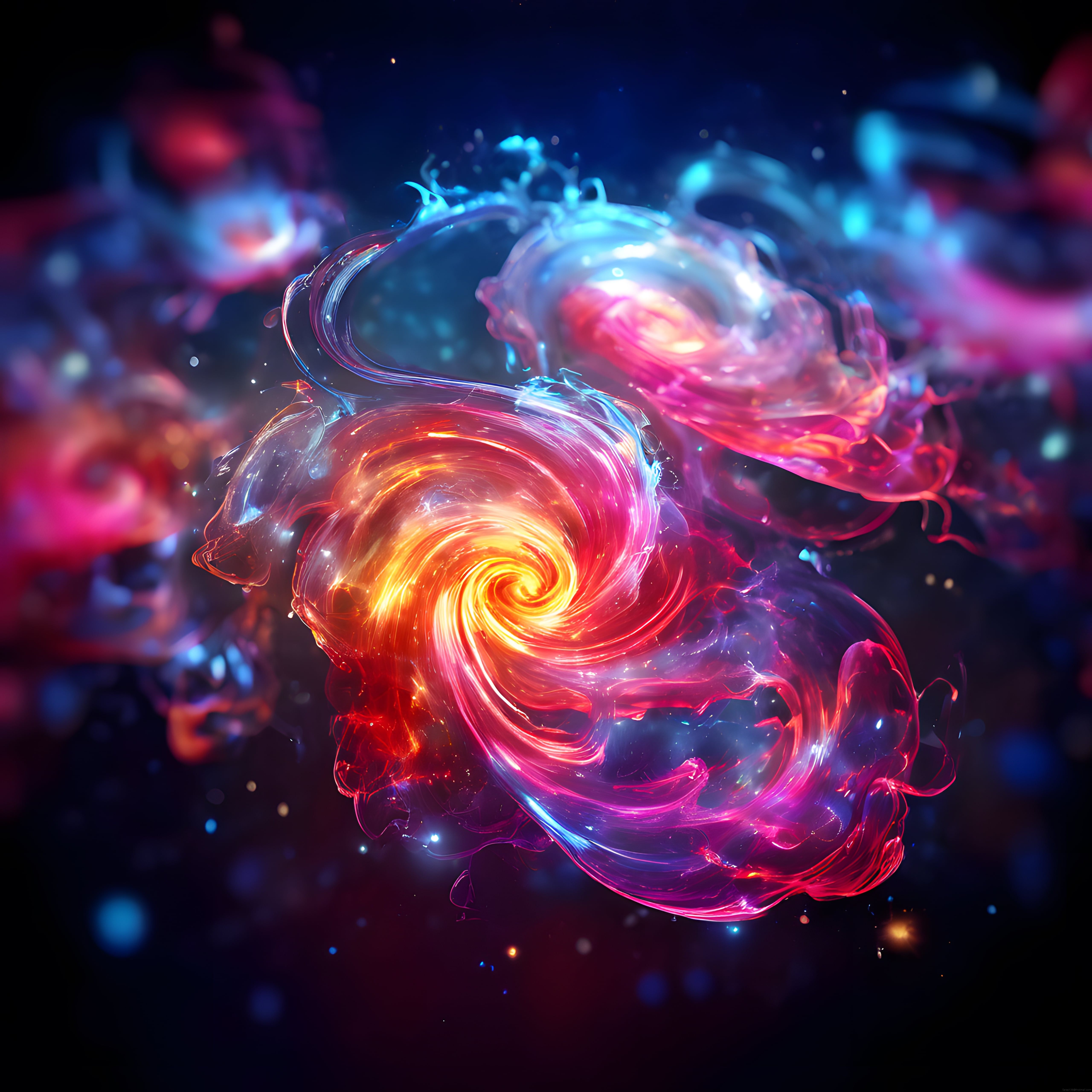Renkli Soyut Spiral Nebula: Dijital Uzay Sanatı ve Parlak Duvar Kağıdı