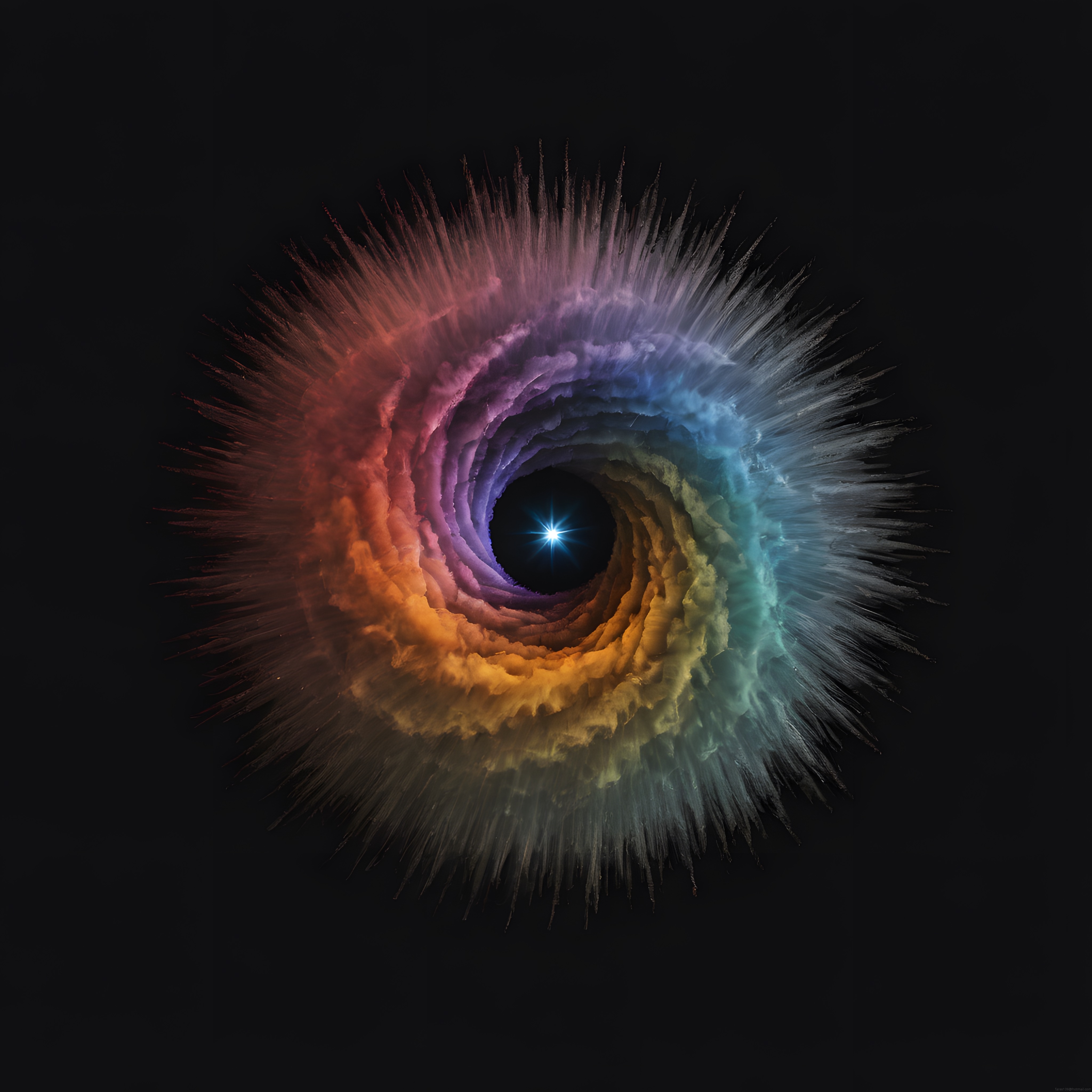 Renkli Spiral Gökkuşağı Bulutsusu ve Merkezindeki Parlak Yıldız