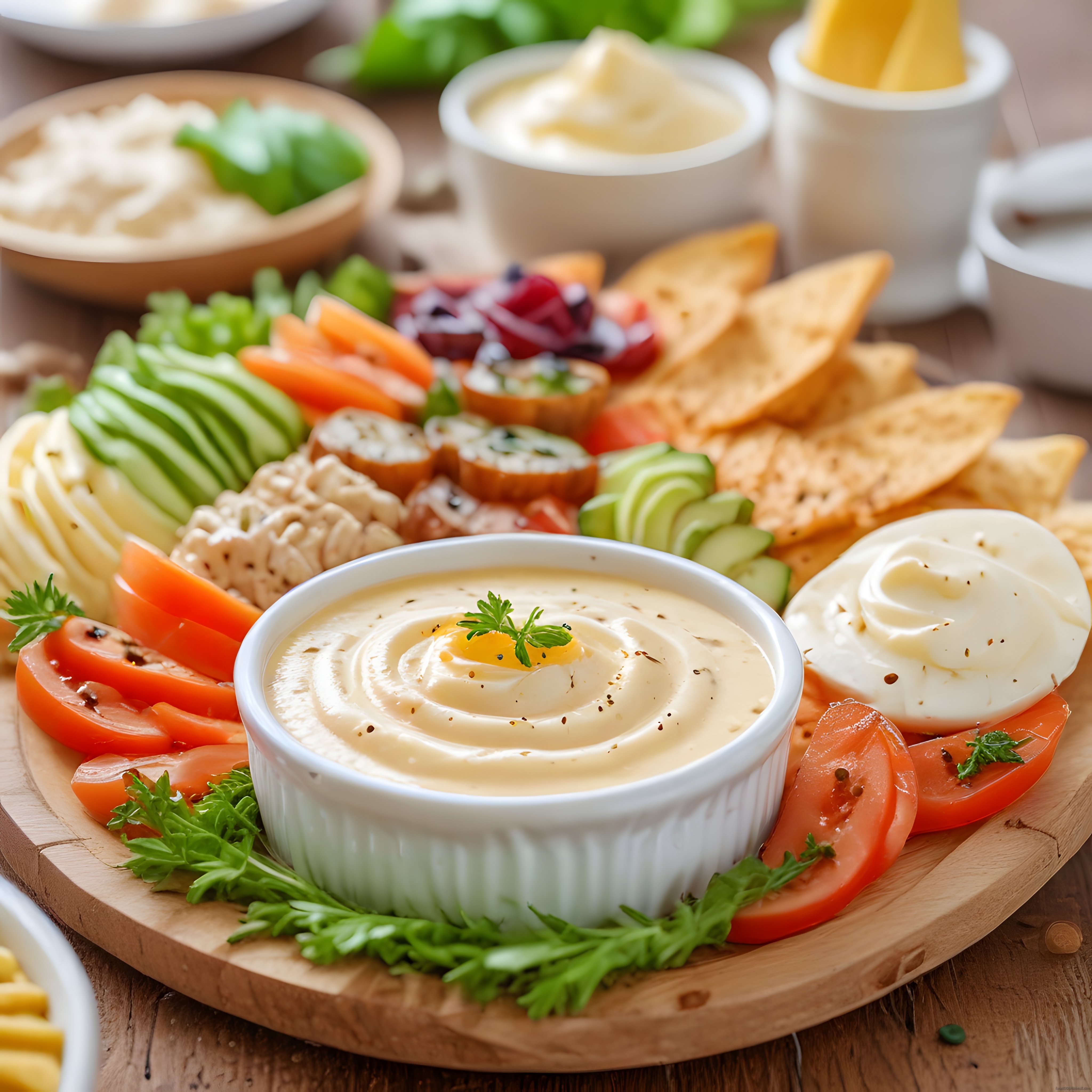 renkli sunum tahtasında kahvaltı keyfi taze sebzeler yumurta ve dip sos