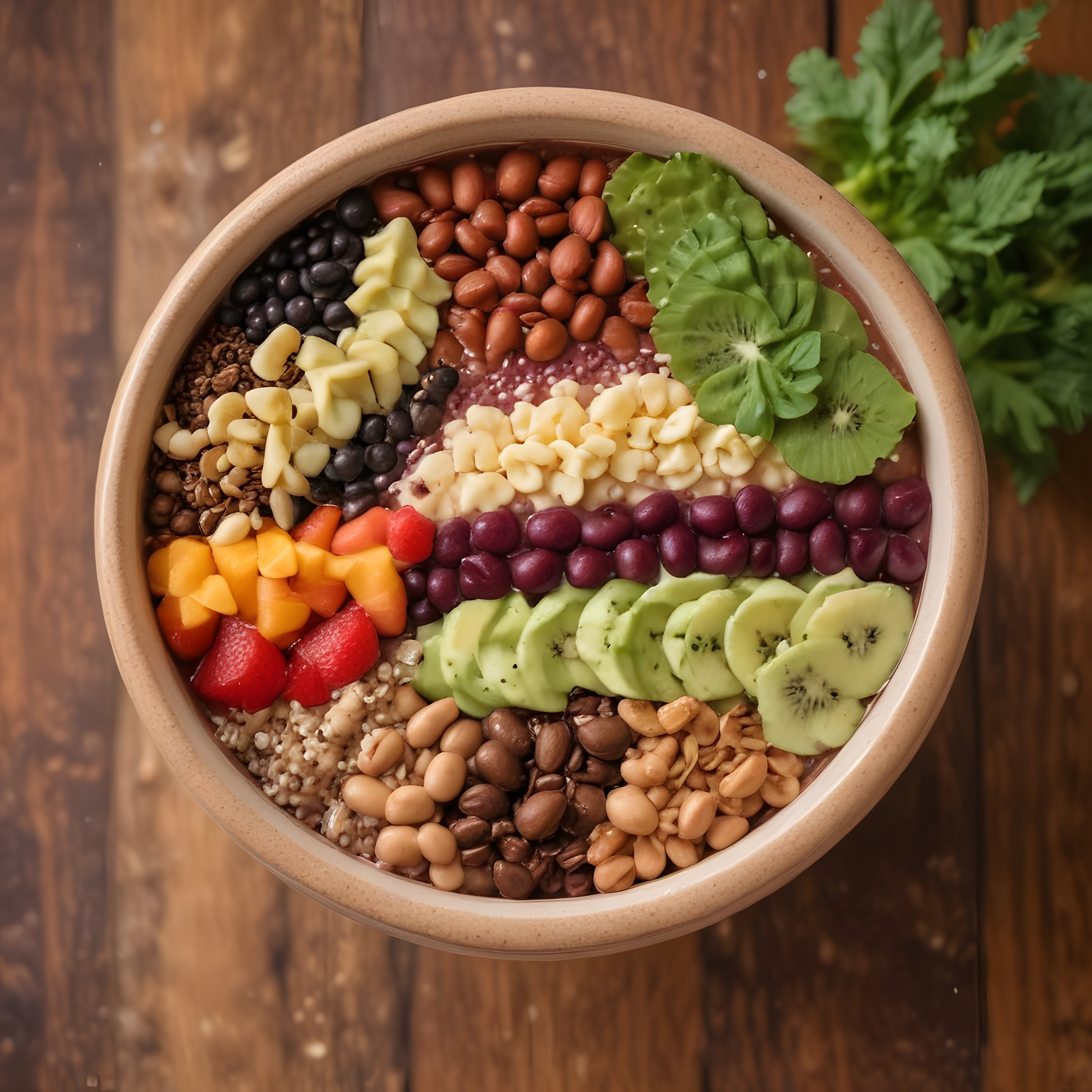 Renkli Superfood Kasesi: Taze Meyveler ve Kuruyemişlerle Besleyici Kahvaltılık