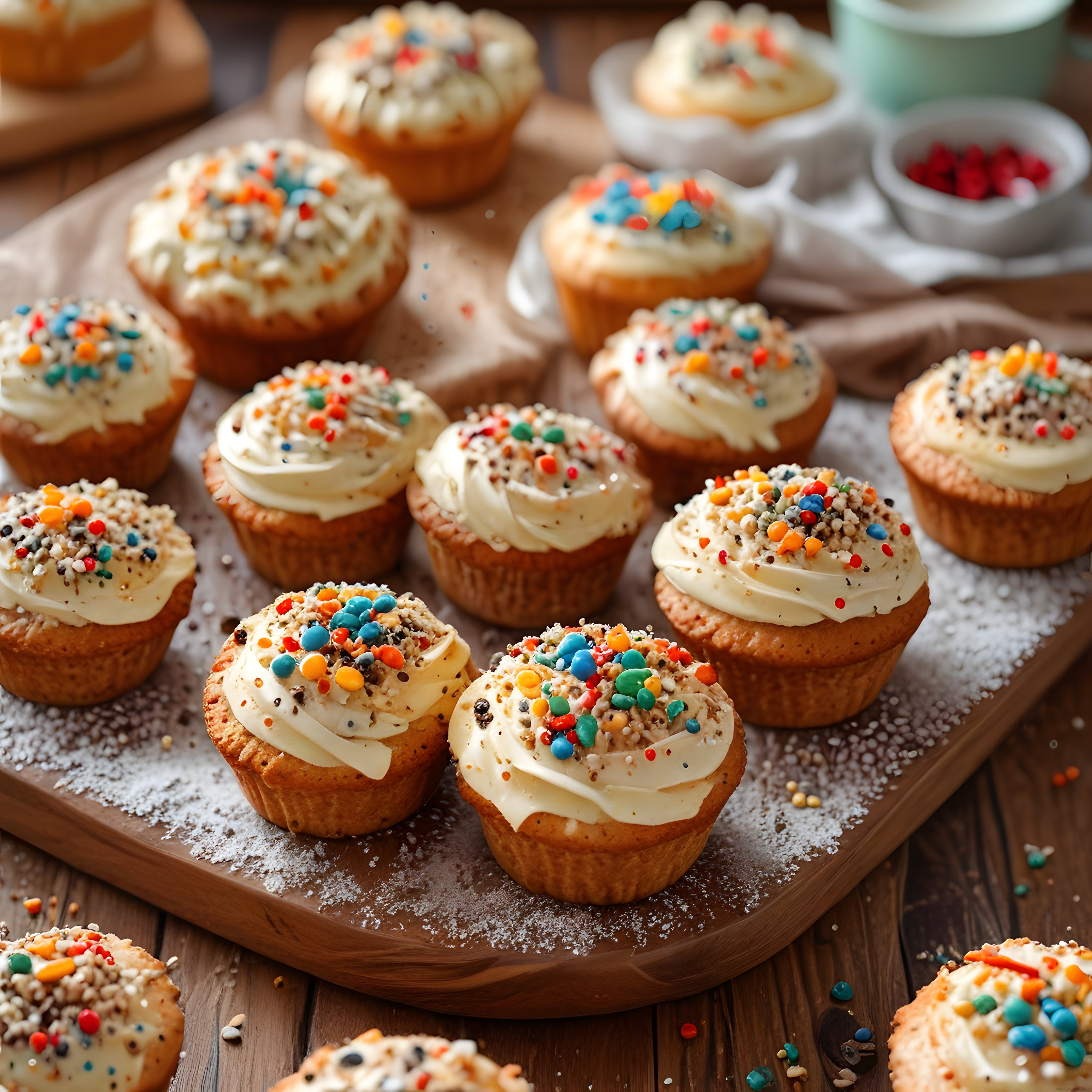 Renkli Süslemeli Ev Yapımı Cupcake'ler: Lezzetli ve Göz Alıcı Tatlılar