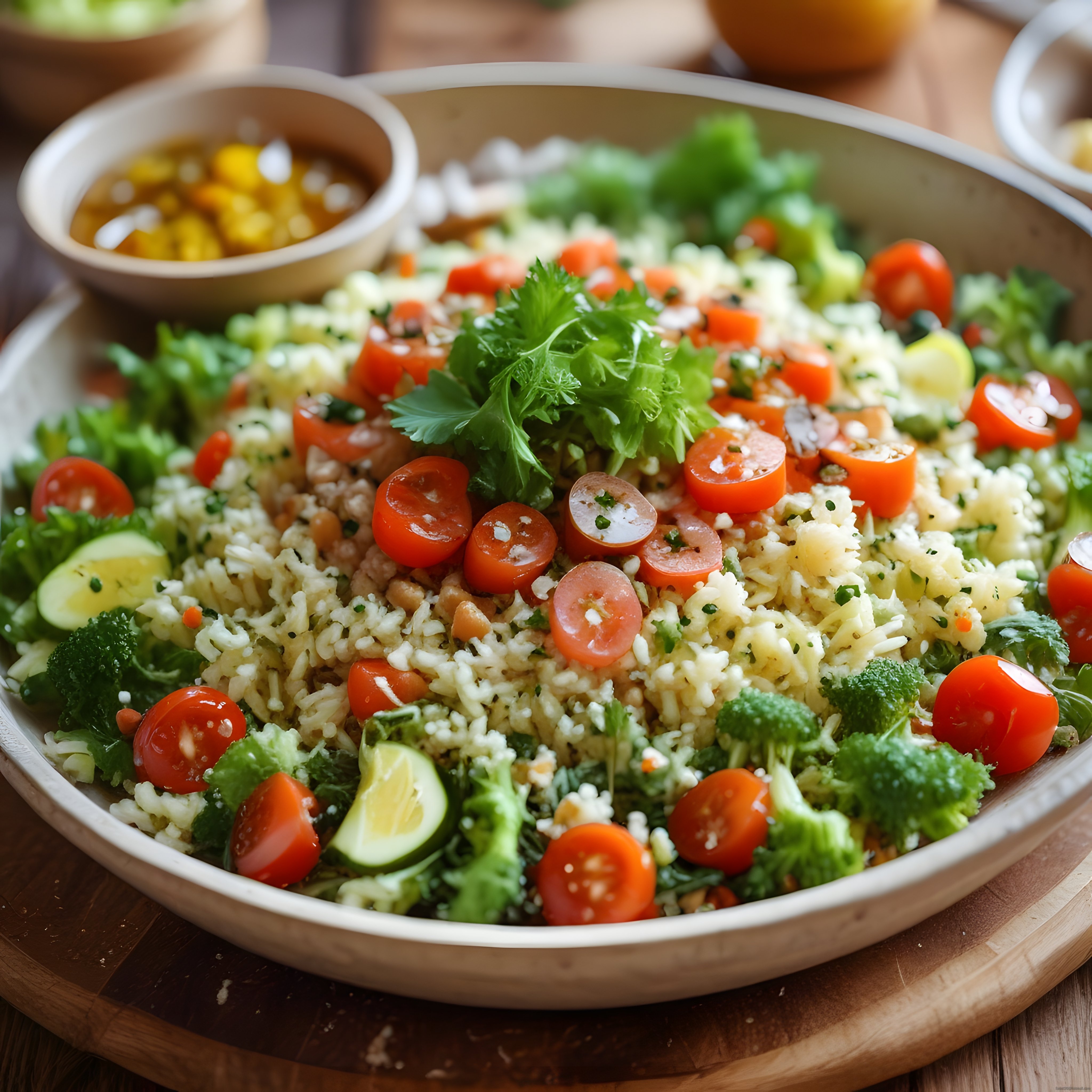 Renkli Taze Sebzeler ve Nohut İçeren Sağlıklı Kinoa Salatası Tarifi