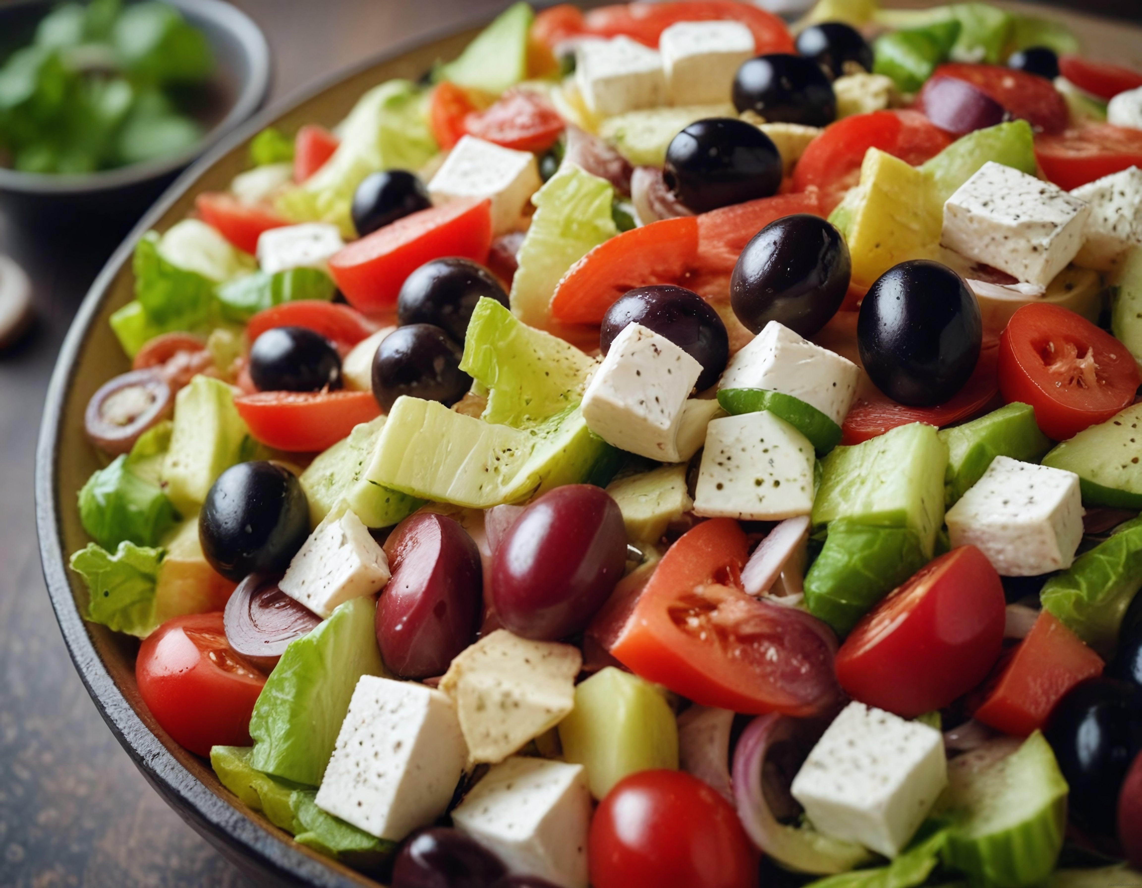 Renkli ve Besleyici Akdeniz Salatası: Taze Sebzeler, Feta ve Zeytinli Lezzet