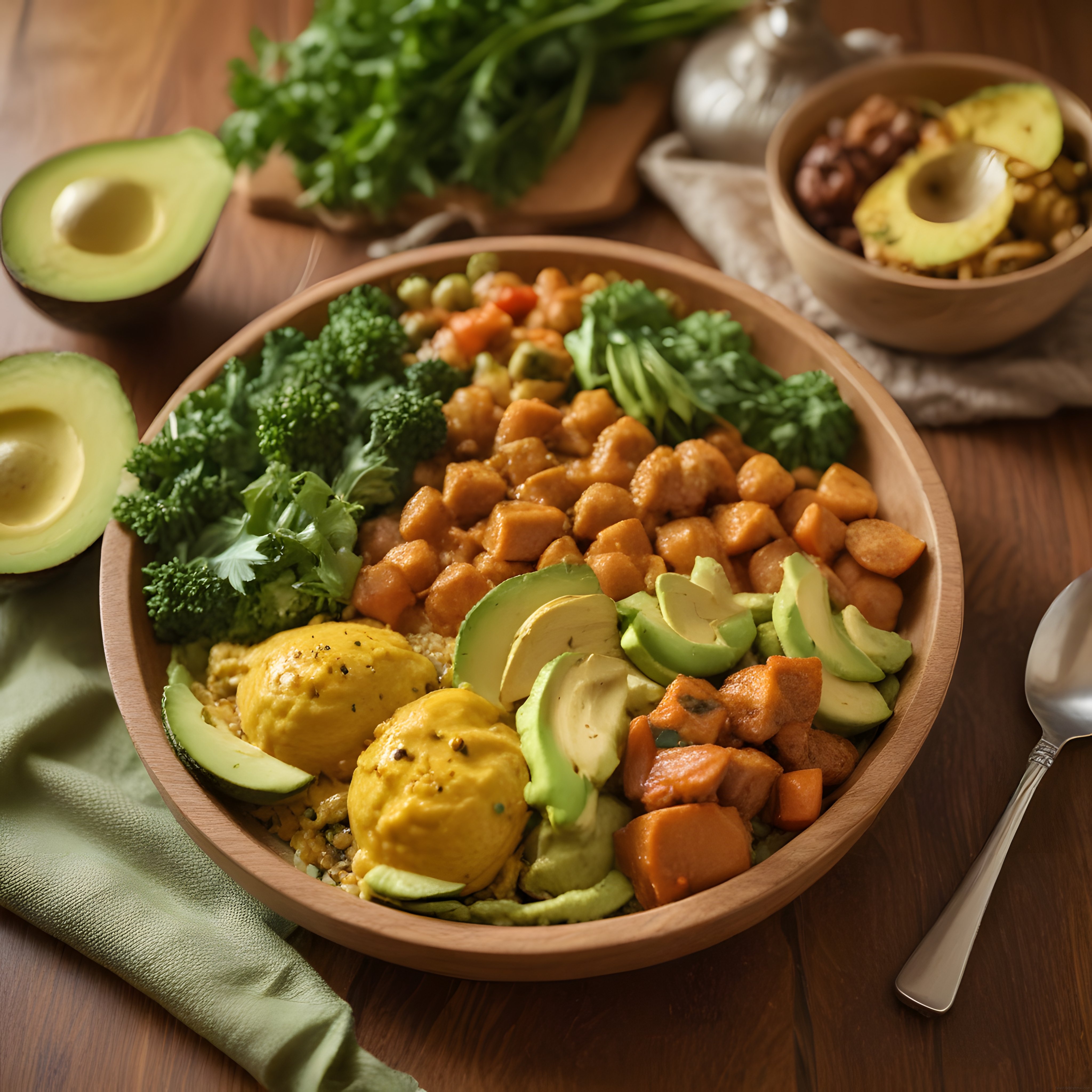 Renkli ve Besleyici Vegan Bowl: Avokado, Brokoli, Nohut ve Falafel Kasesi