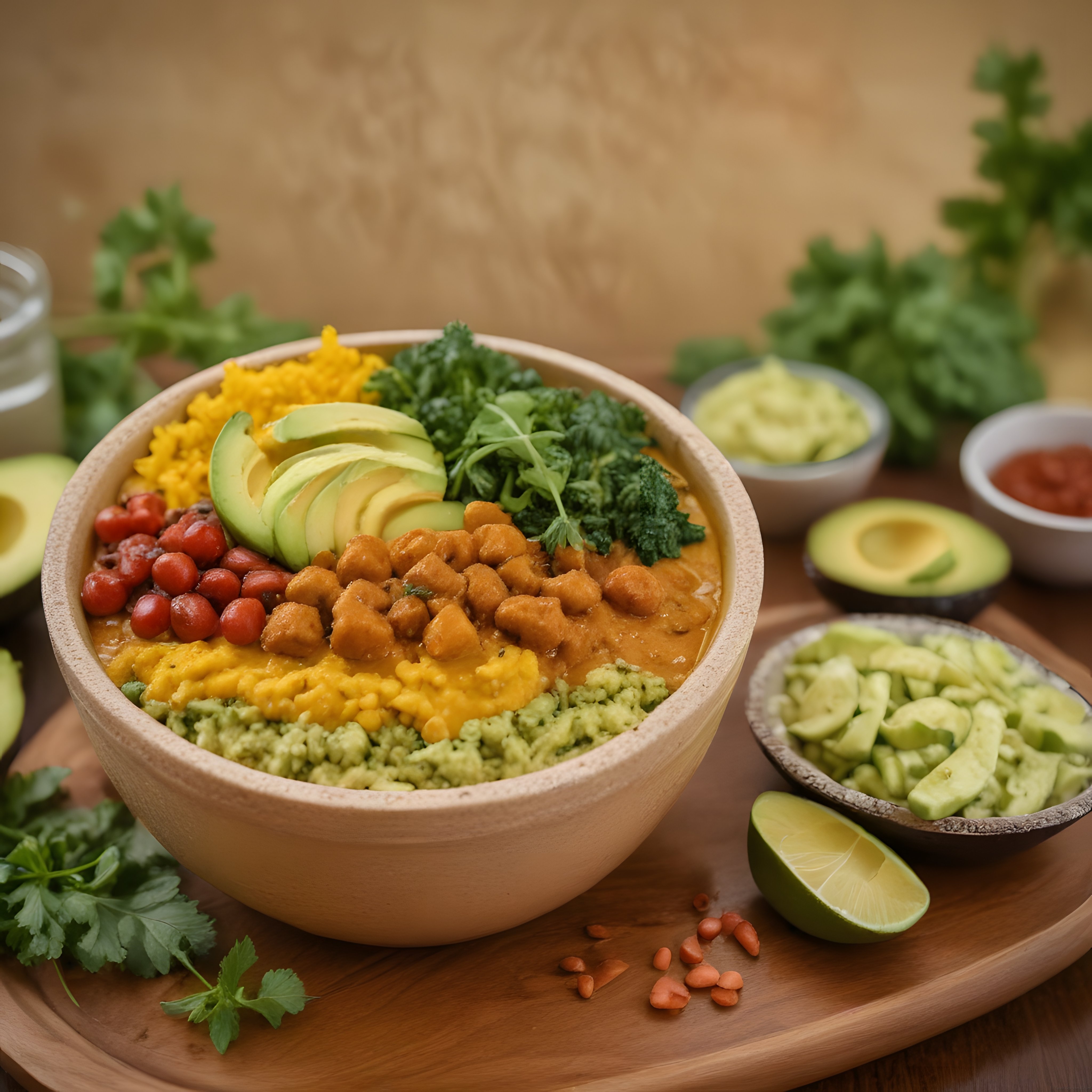 Renkli ve Besleyici Vegan Buddha Kase: Avokado, Nohut ve Taze Yeşillikler