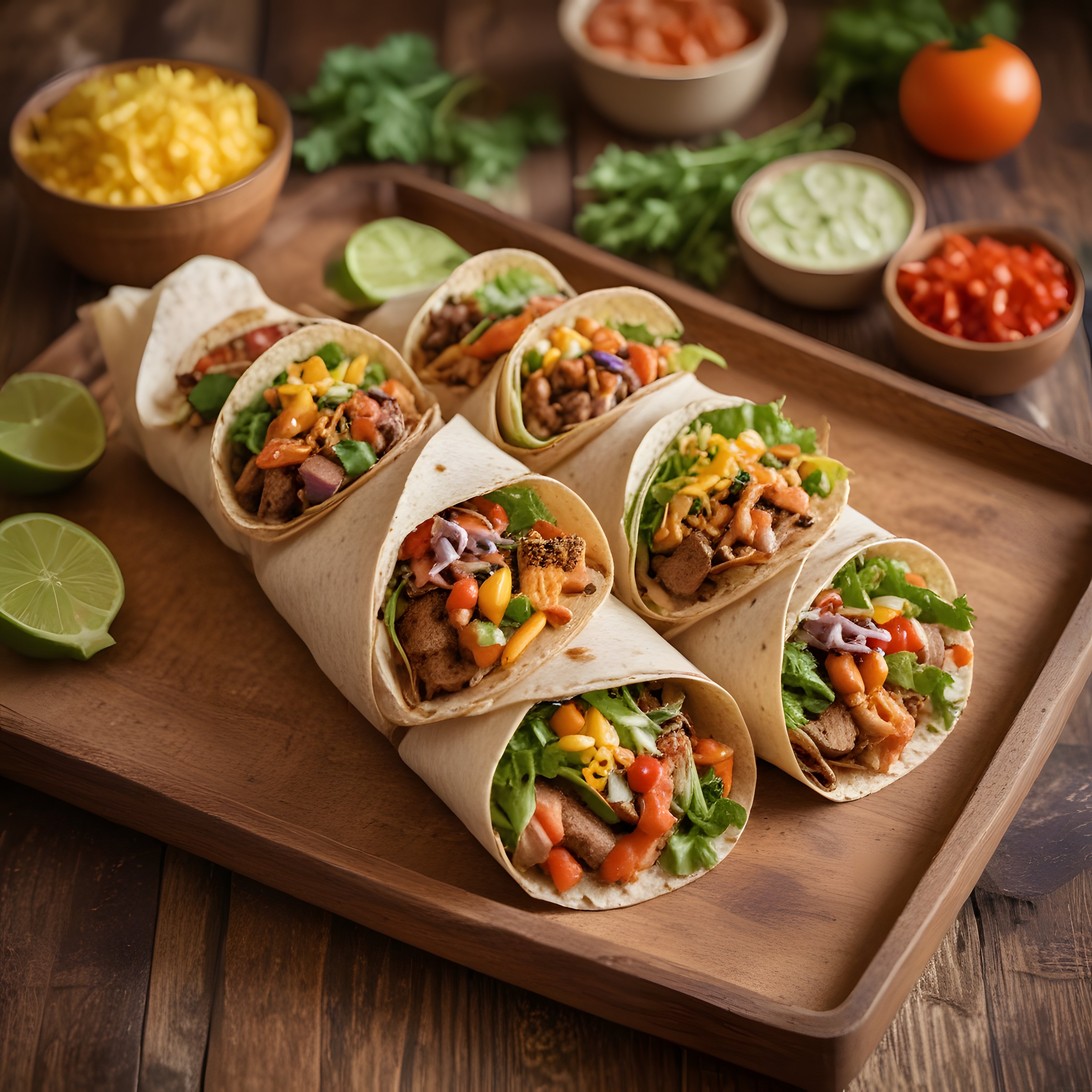Renkli ve Lezzetli Meksika Burritoları: Tortilla, Et ve Taze Sebzeler