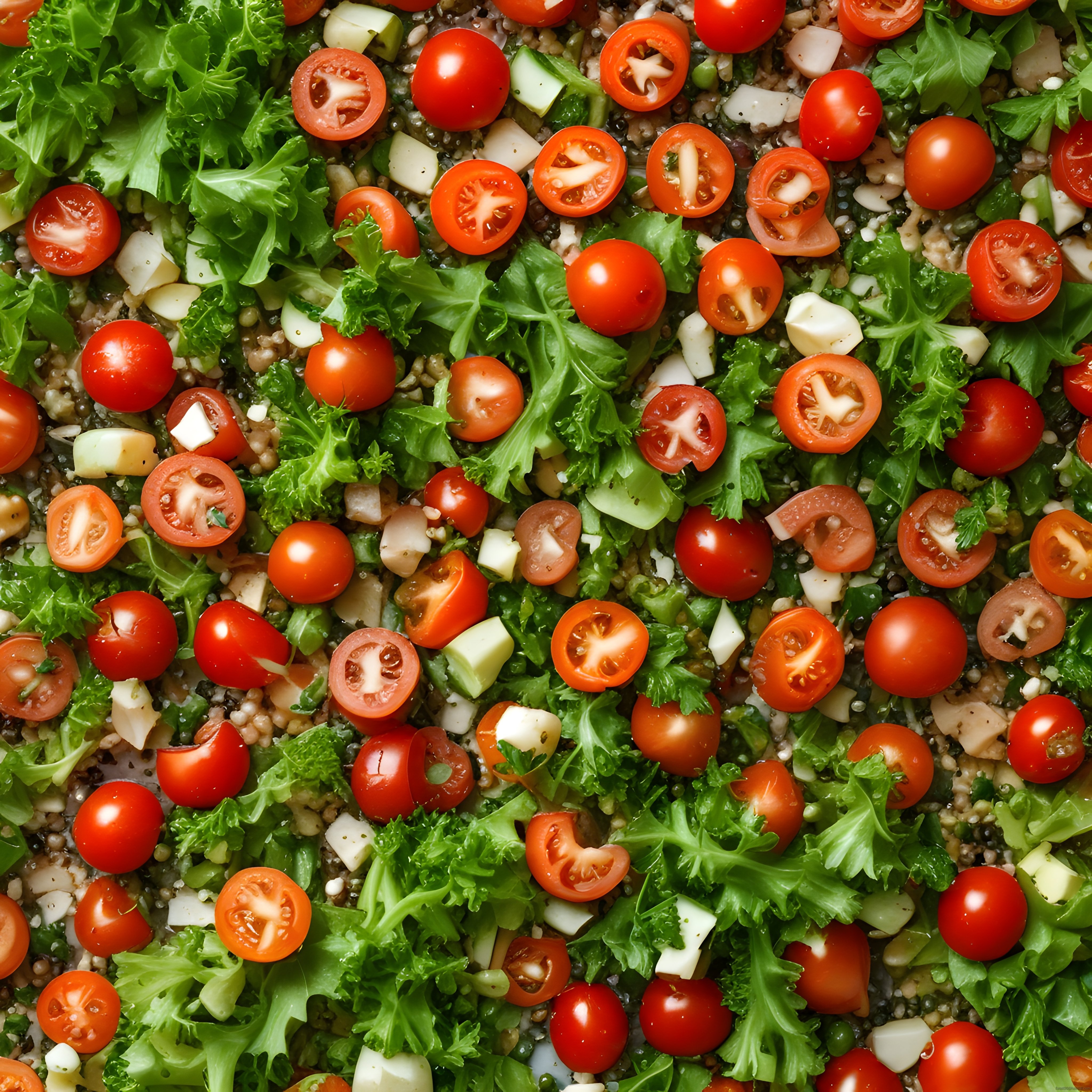 Renkli ve Taze Sebze Salatası: Domates, Yeşillik ve Peynirli Sağlıklı Tarif