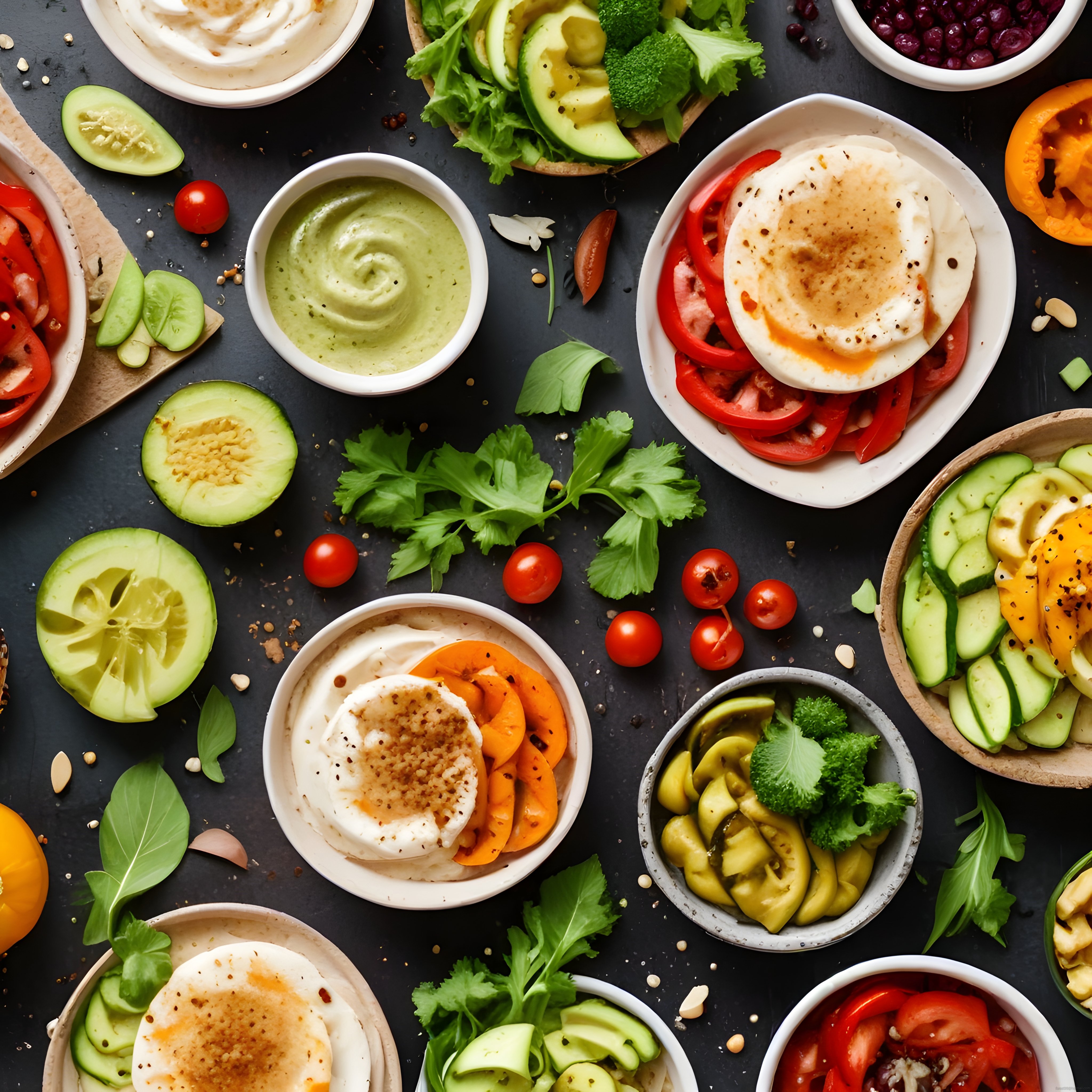 Renkli Vegan Bowl ve Taze Sebzelerle Sağlıklı Beslenme Konsepti