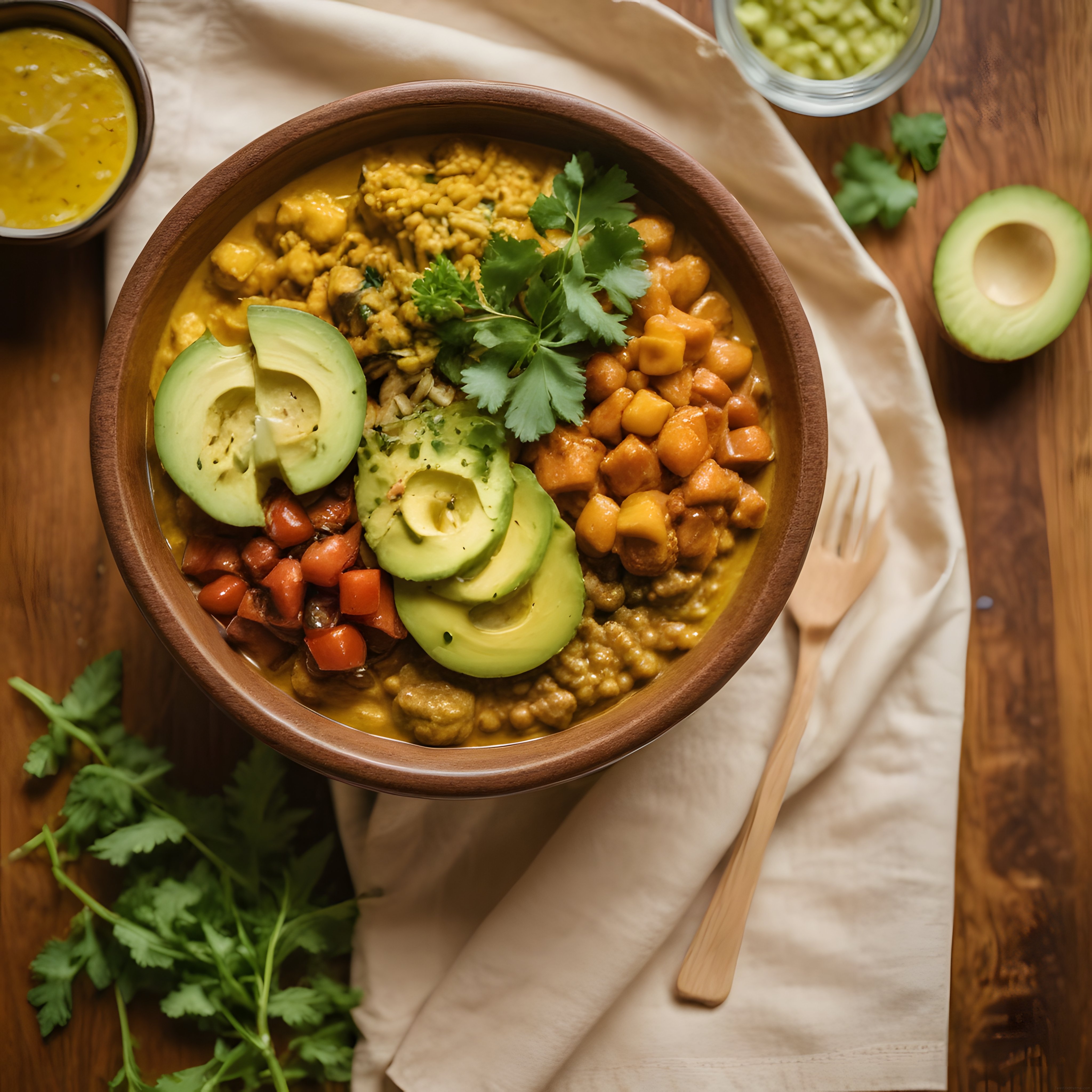 Renkli Vegan Buddha Bowl: Avokado Nohut ve Kişnişli Sağlıklı Tabak