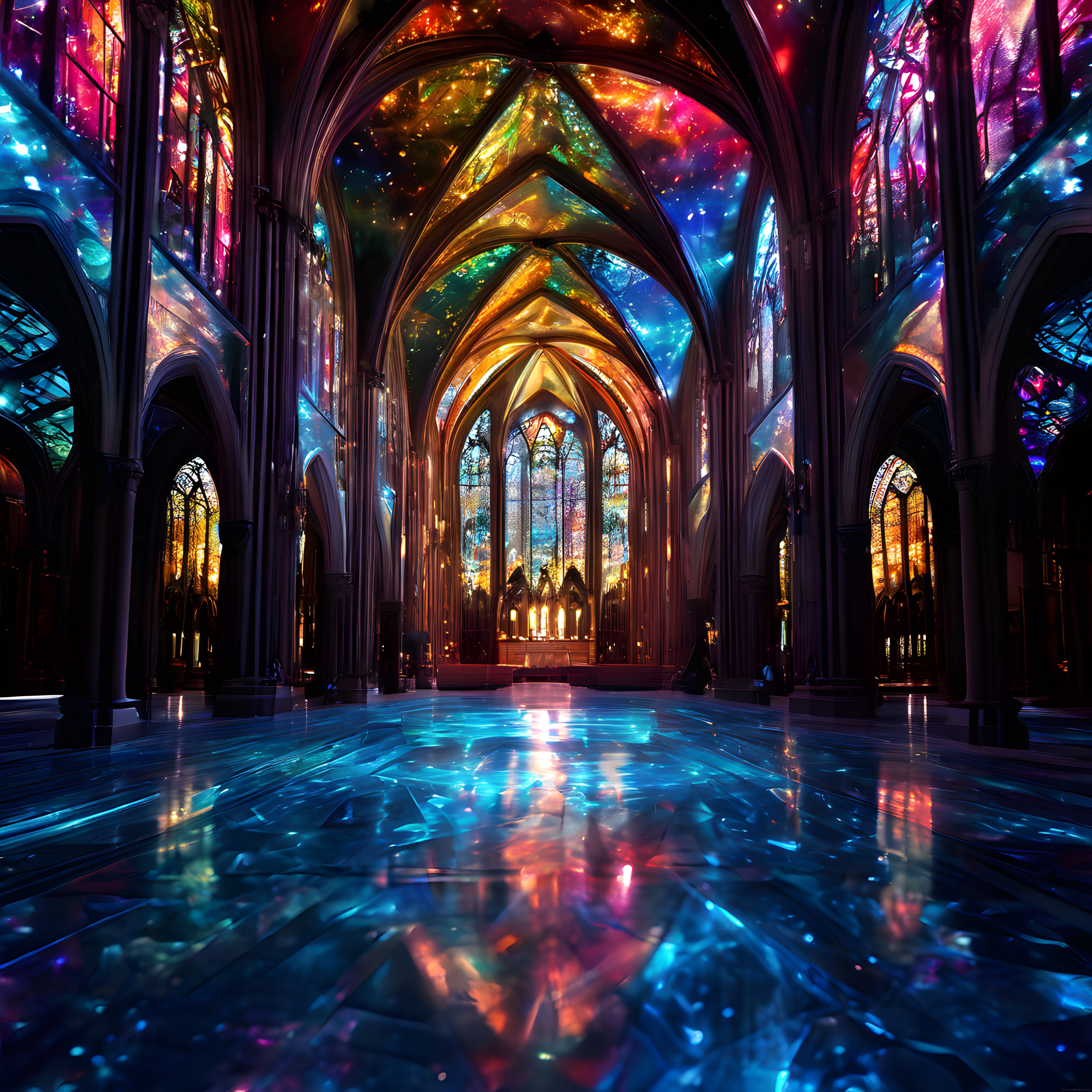 Renkli Vitrayları ve Yıldızlı Kubbesiyle Büyüleyici Gotik Katedral