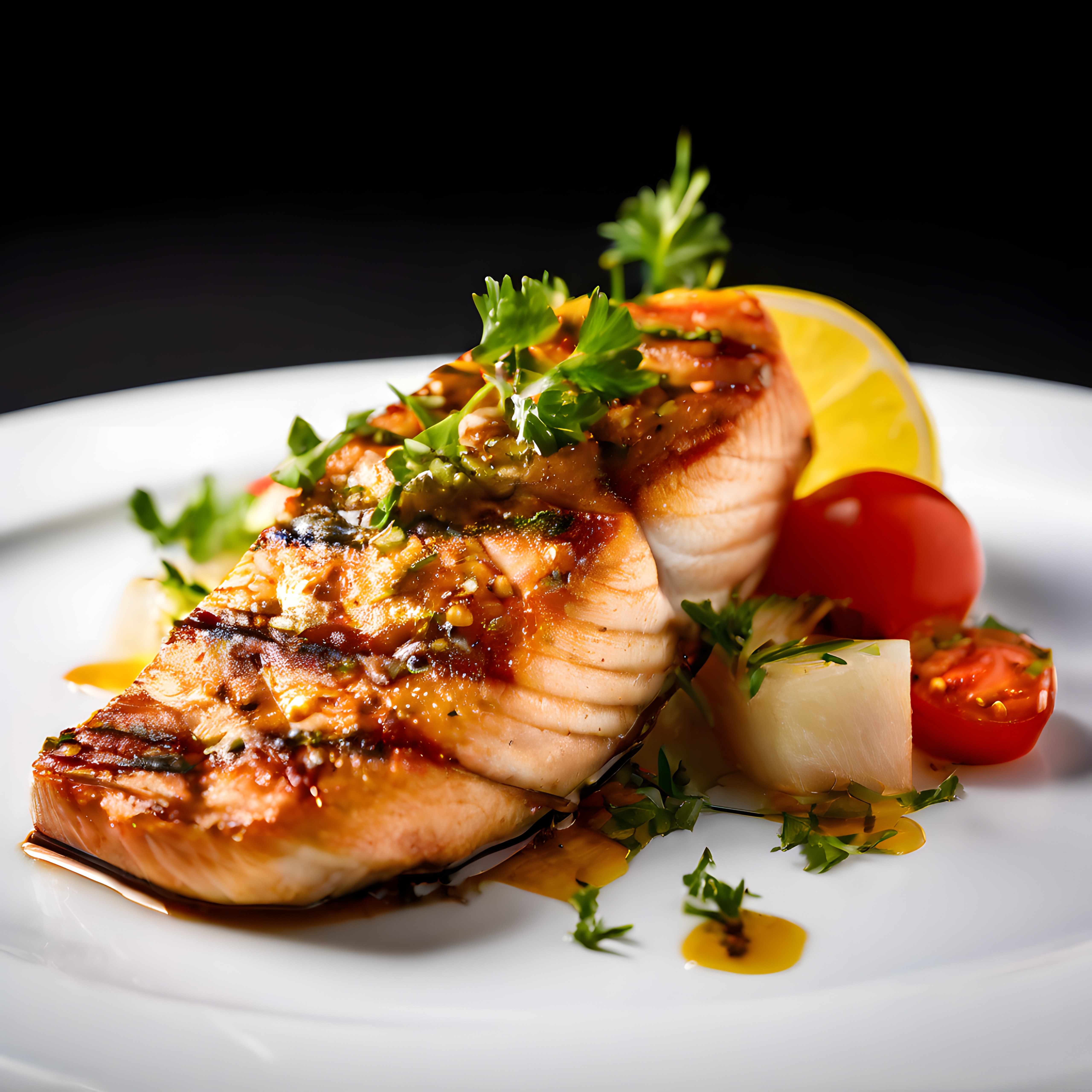 Restoran Kalitesinde Izgara Somon Fileto ve Limonlu Şık Sunum