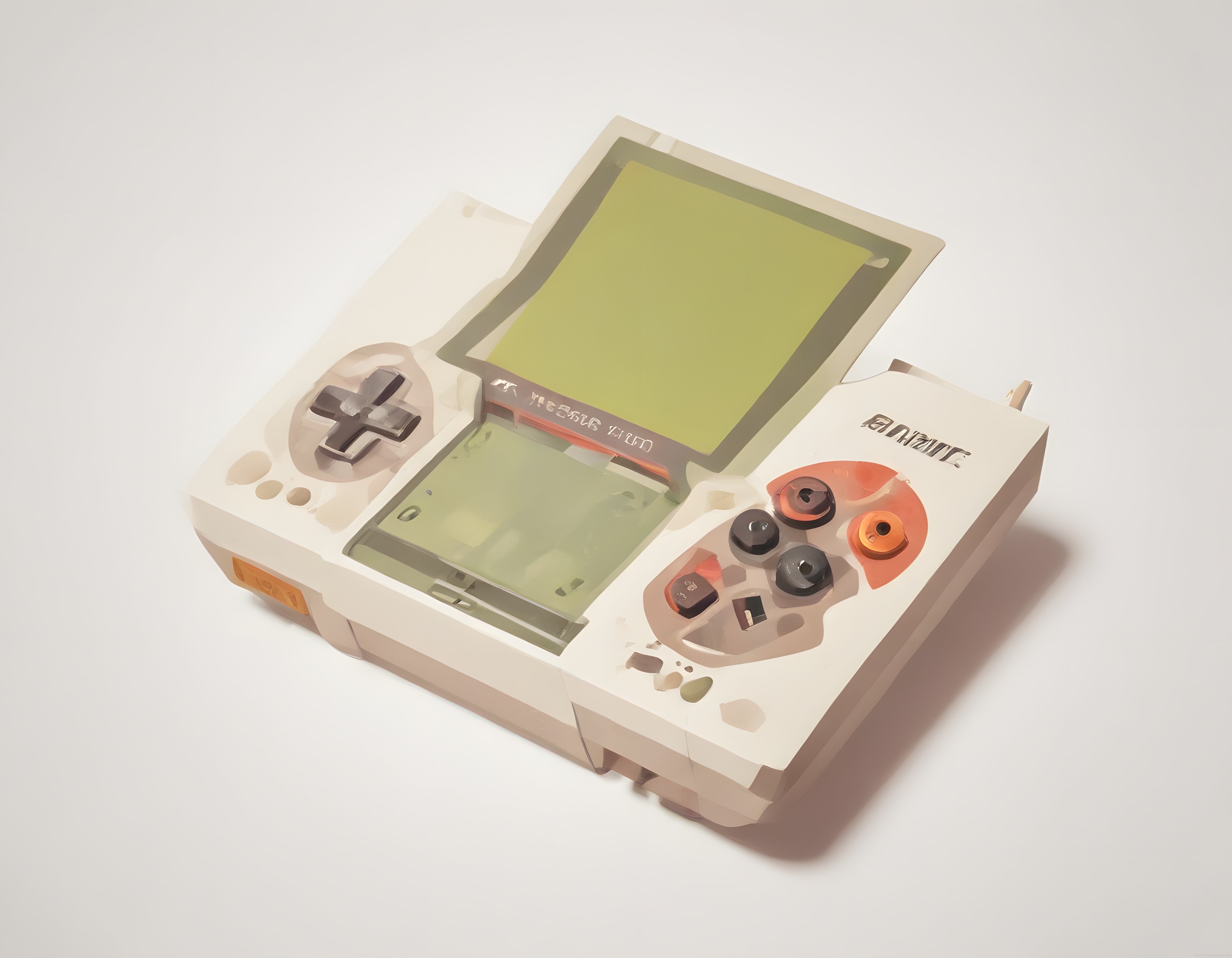 Retro Beyaz Taşınabilir Konsol Çizimi ve Nostaljik Oyun Detayları