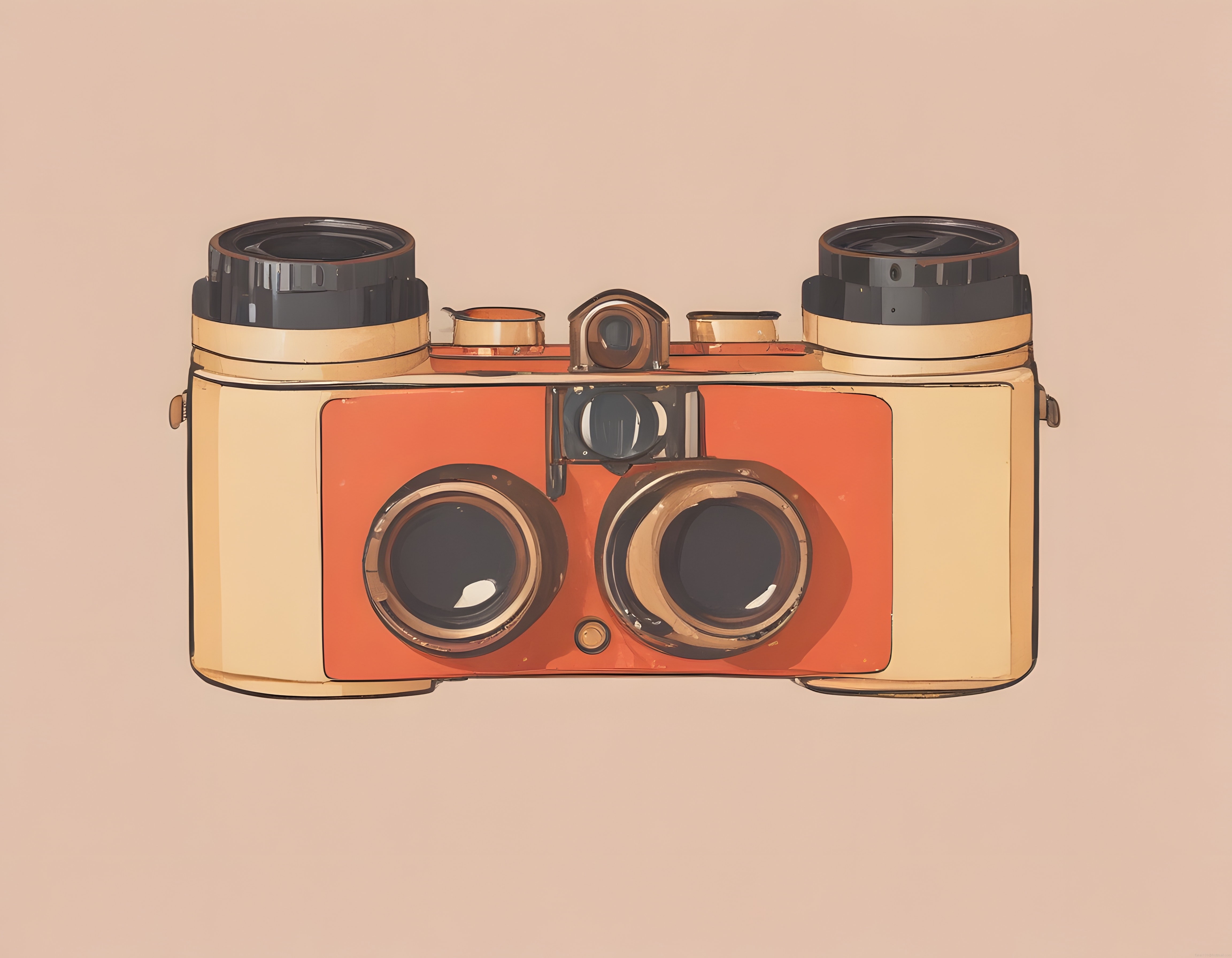 Retro Çift Lensli Vintage Kamera Çizimi: Nostaljik Fotoğraf Makinesi