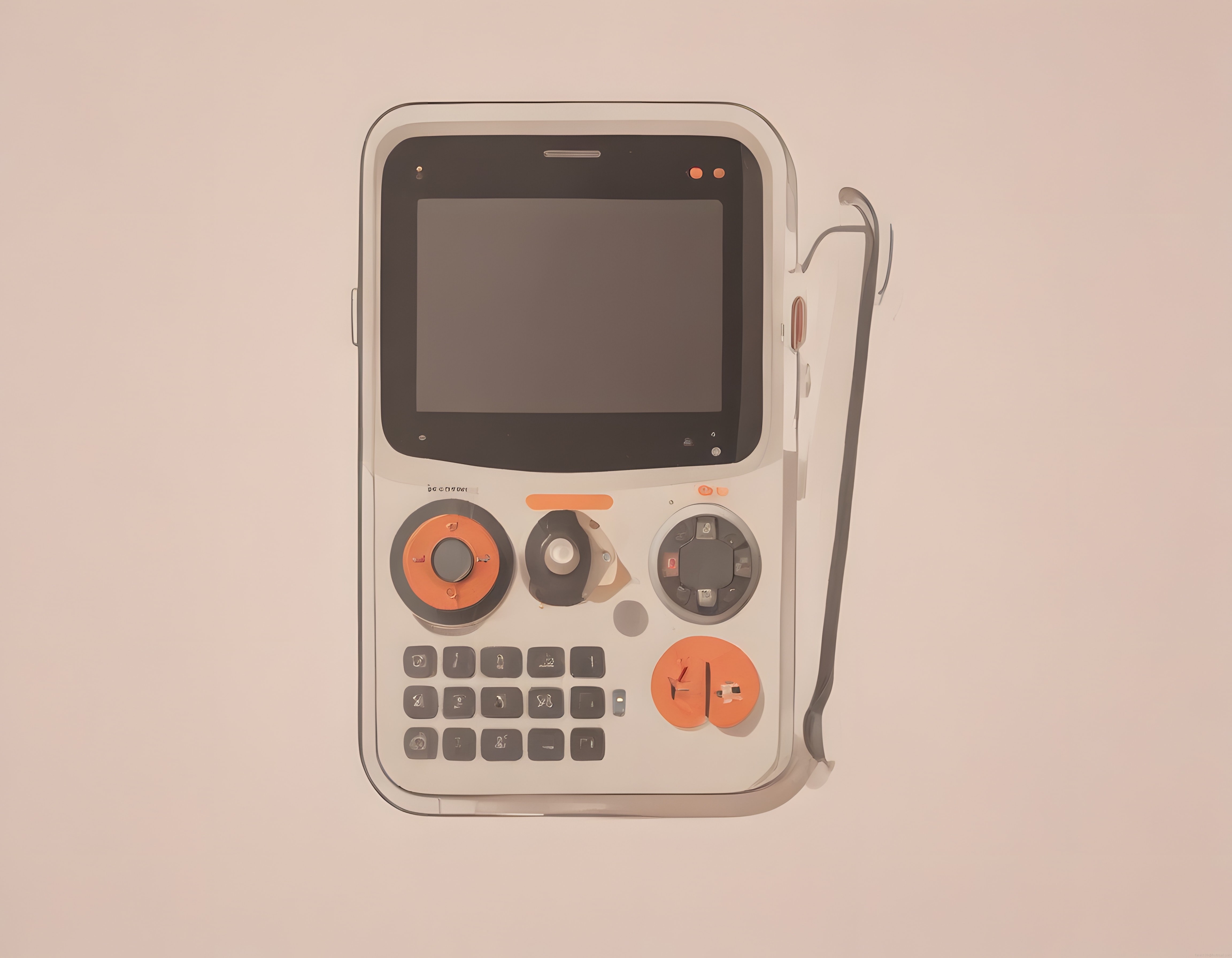 Retro İlhamlı Beyaz ve Turuncu Portatif Oyun Konsolu Görseli