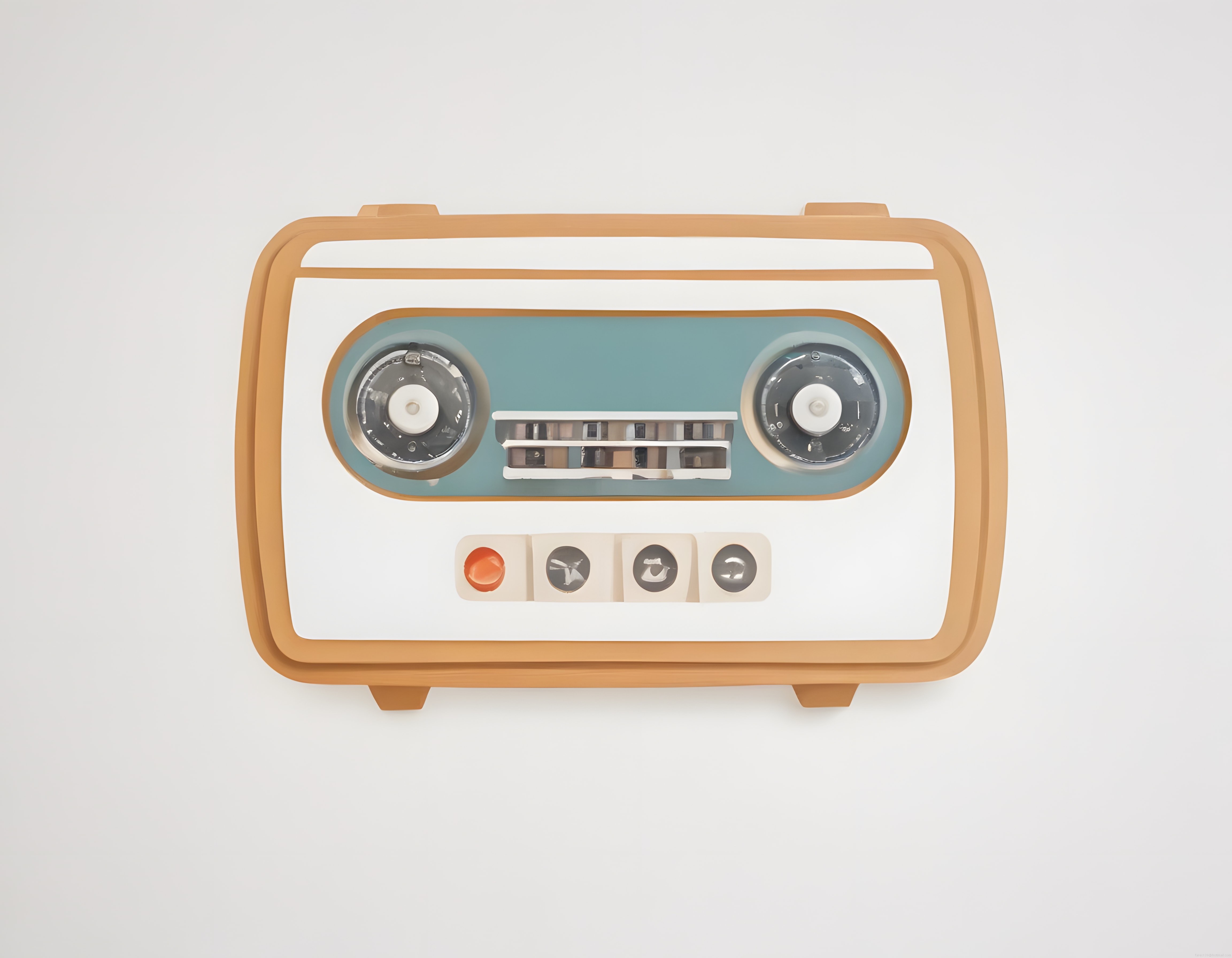 Retro Kaset Tasarımlı 3D Render Podcast ve Müzik Çalar Konsept Görseli