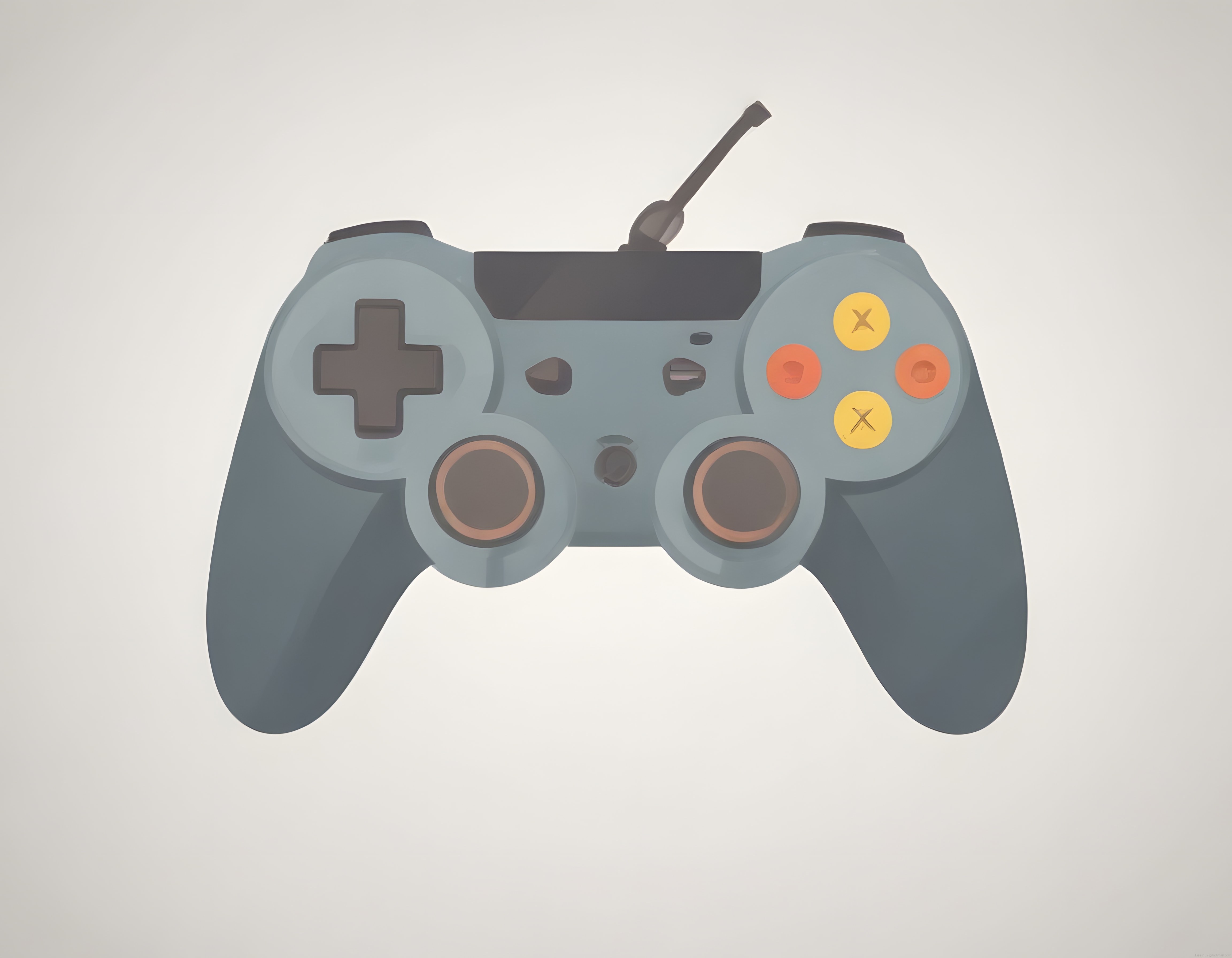 Retro Tarzda Kablolu Oyun Kolu ve Minimalist Dijital Çizim Detayları