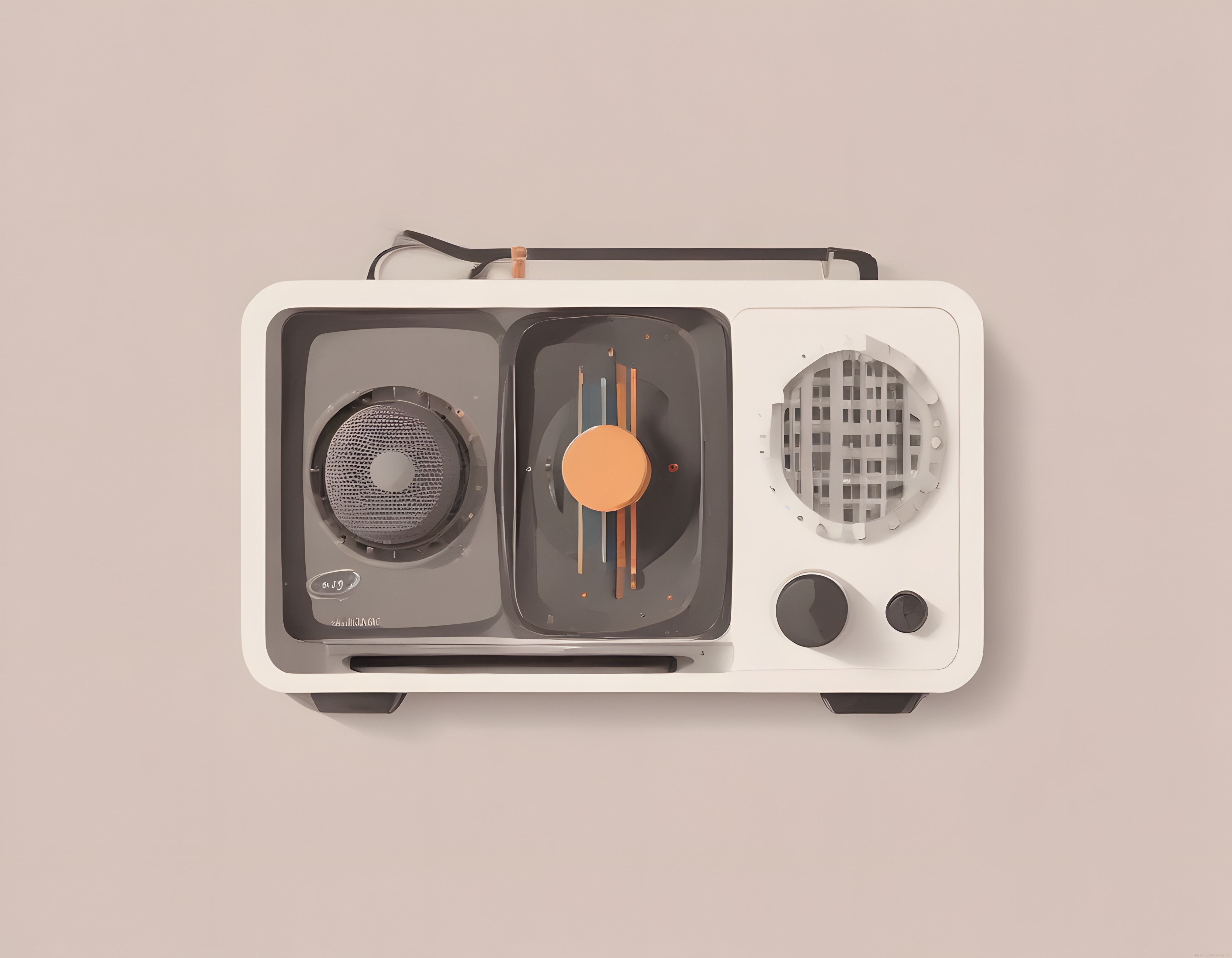 Retro Tasarımlı Modern Radyo: Pastel Arka Planda Vintage Ses Cihazı