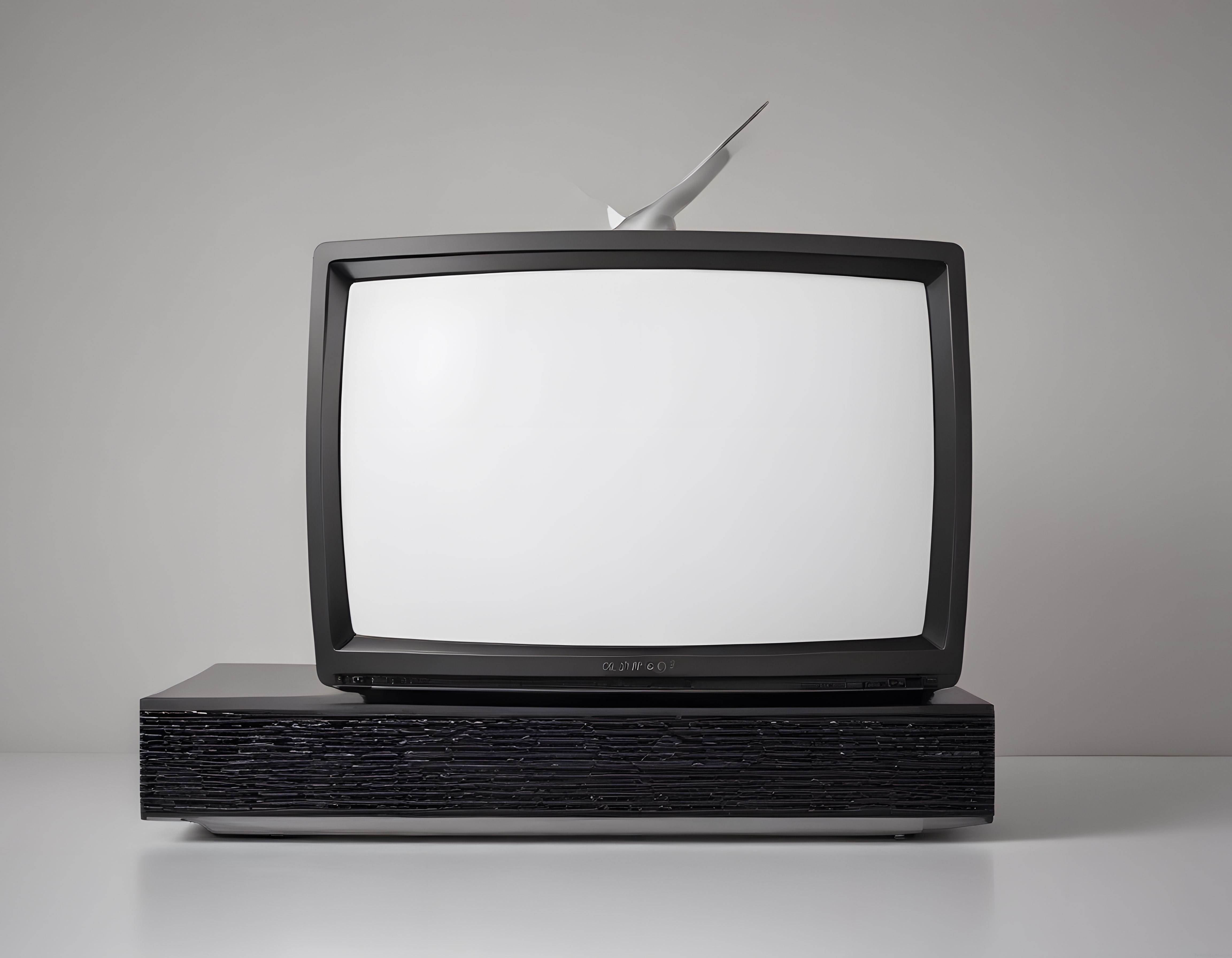 Retro televizyon ve tavşan figürü ile nostaljik teknoloji stüdyo çekimi