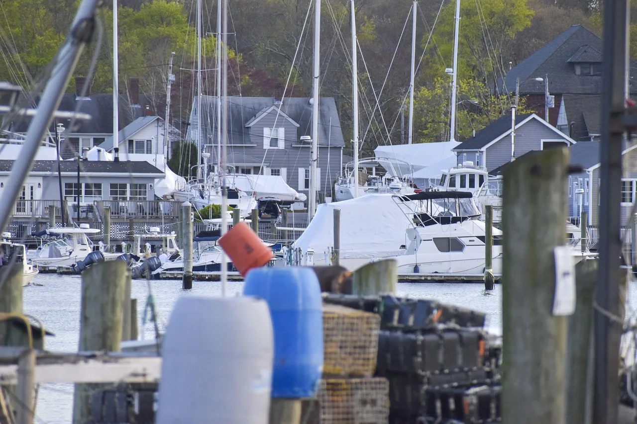 Rhode Island limanı yaz akşamı tekne manzarası