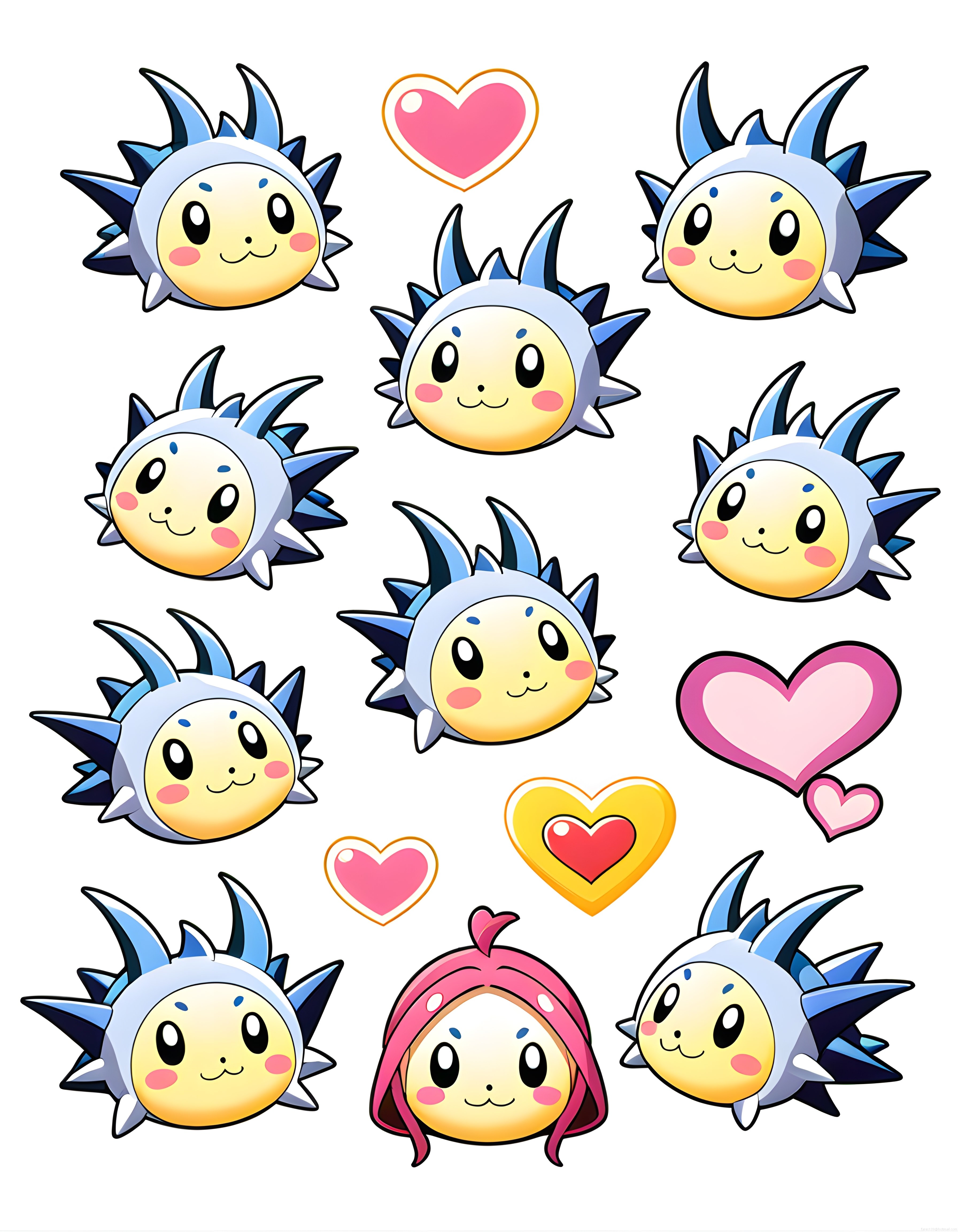 Rick ve Morty Temalı Sevimli Kawaii Karakter Sticker ve Kalp Çizimleri