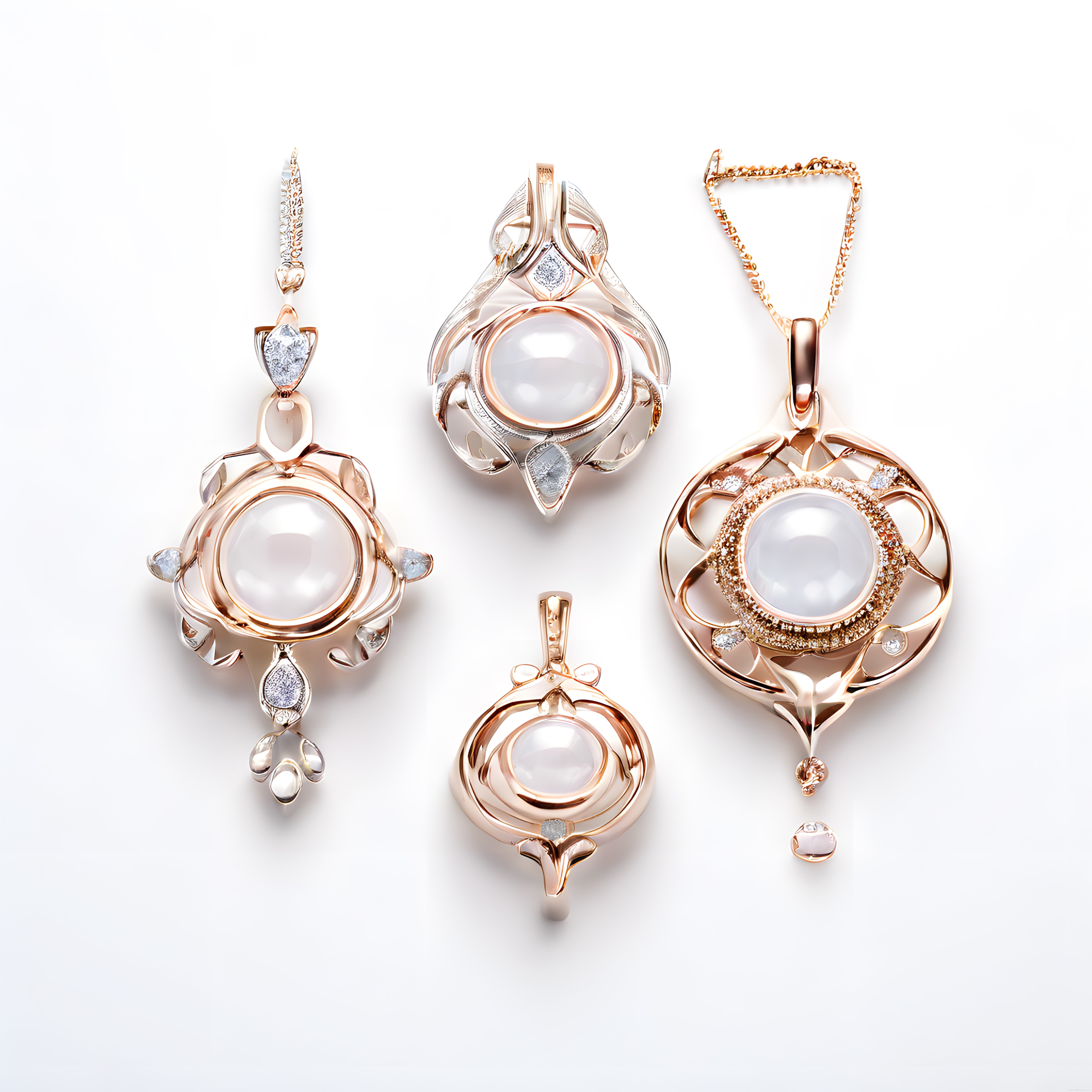 Rose Gold İnci ve Pırlantalı Kolye Ucu Tasarımları: Şık Mücevher Koleksiyonu