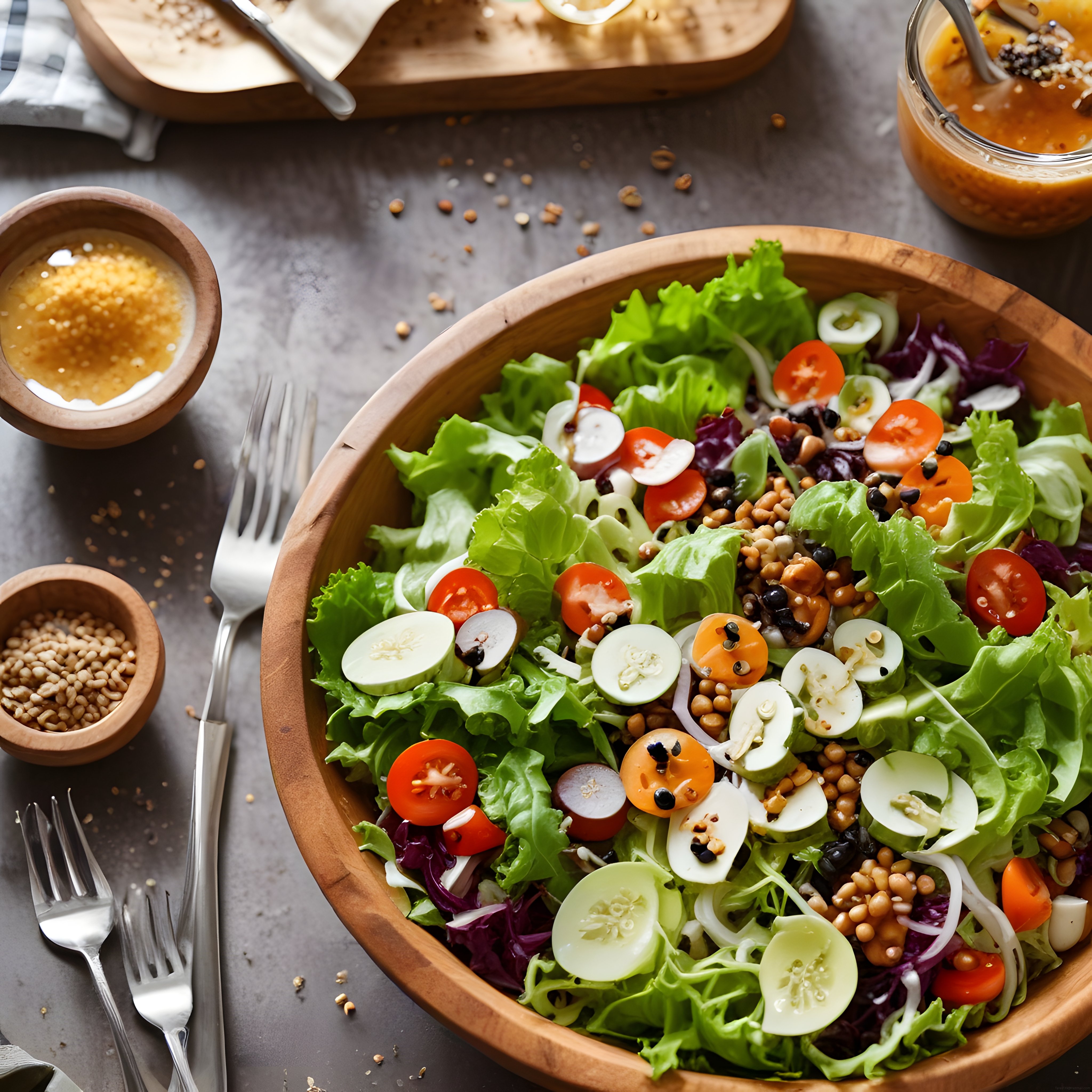 Rustik Ahşap Kasede Taze Sebzelerden Oluşan Renkli ve Sağlıklı Salata Tarifi