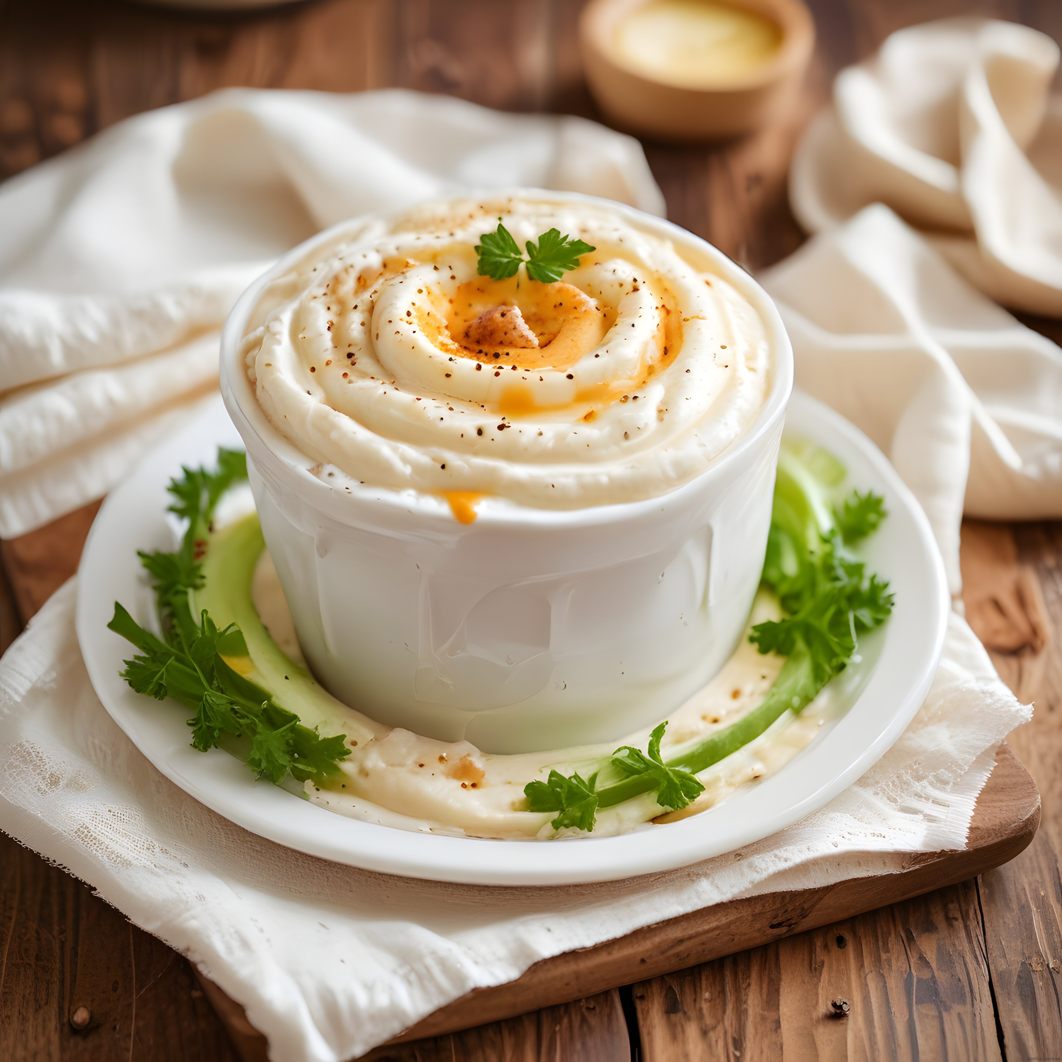 Rustik Ahşap Masada Beyaz Peynir Ezmesi: Kahvaltılık Meze Sunumu