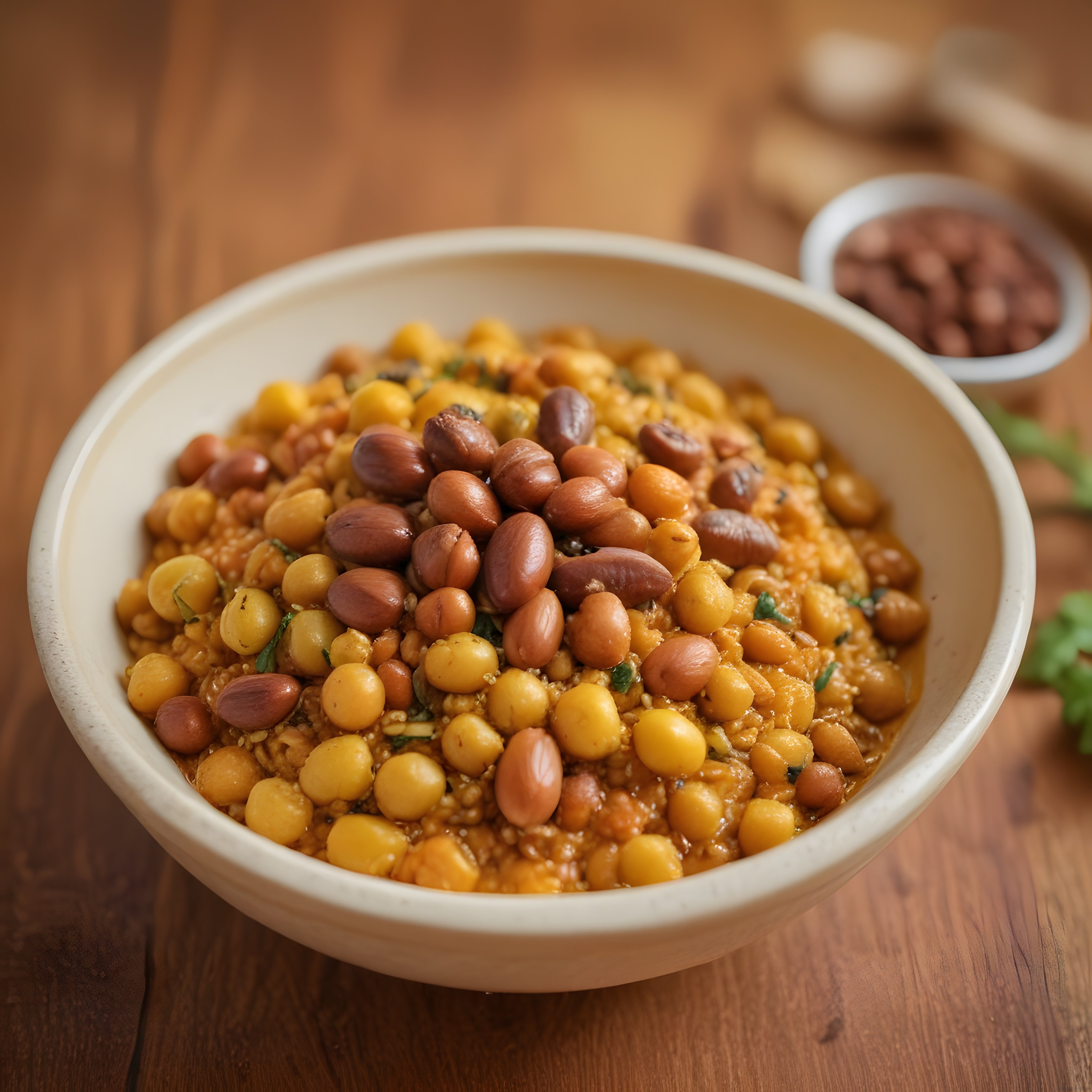 Rustik Ahşap Masada Nohutlu Yer Fıstıklı Protein Kasesi Tarifi