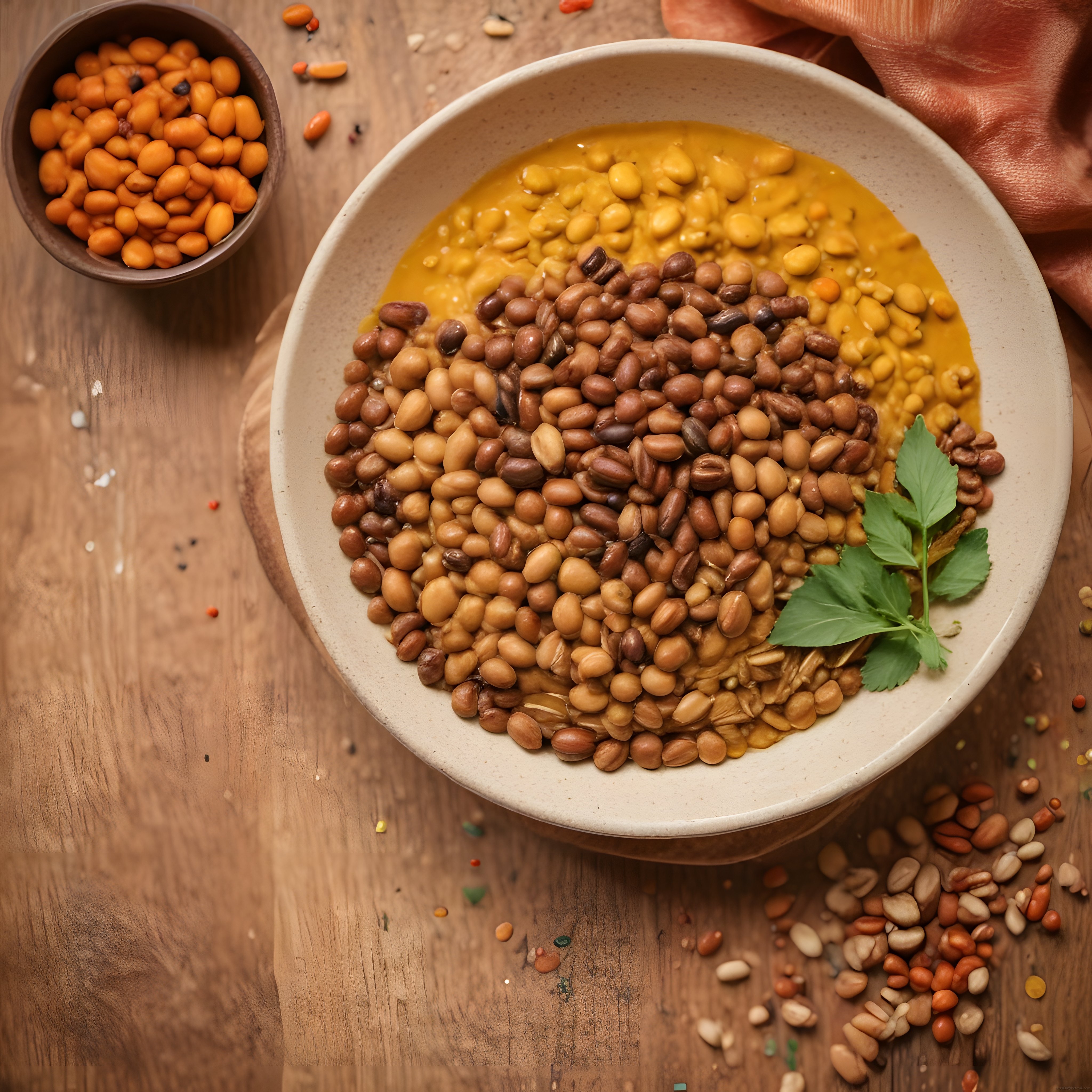 Rustik Ahşap Masada Organik Bakliyat Kasesi: Besleyici Vegan Protein Kaynağı