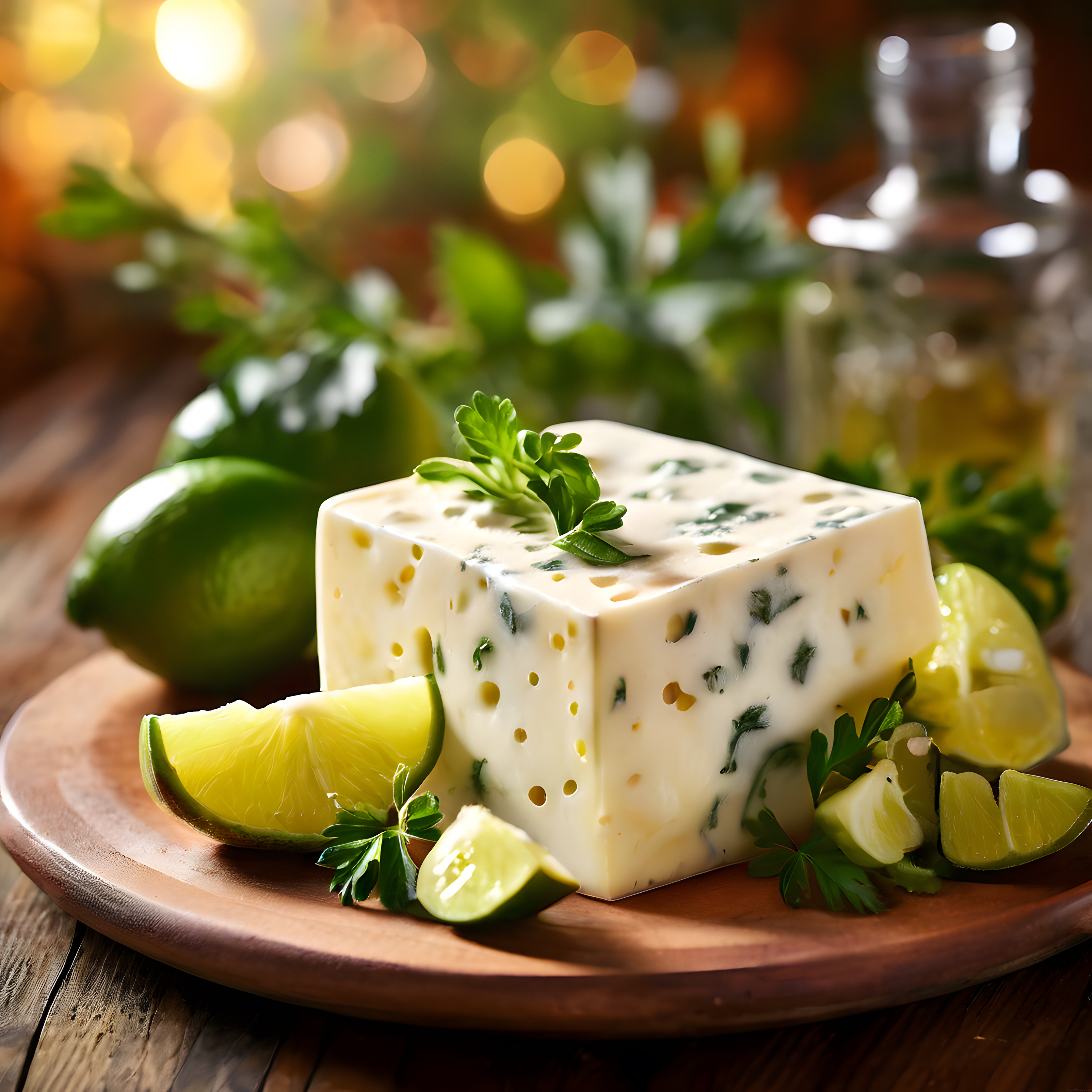 Rustik Ahşap Masada Otlu Peynir ve Taze Limonlu Kahvaltı Sunumu
