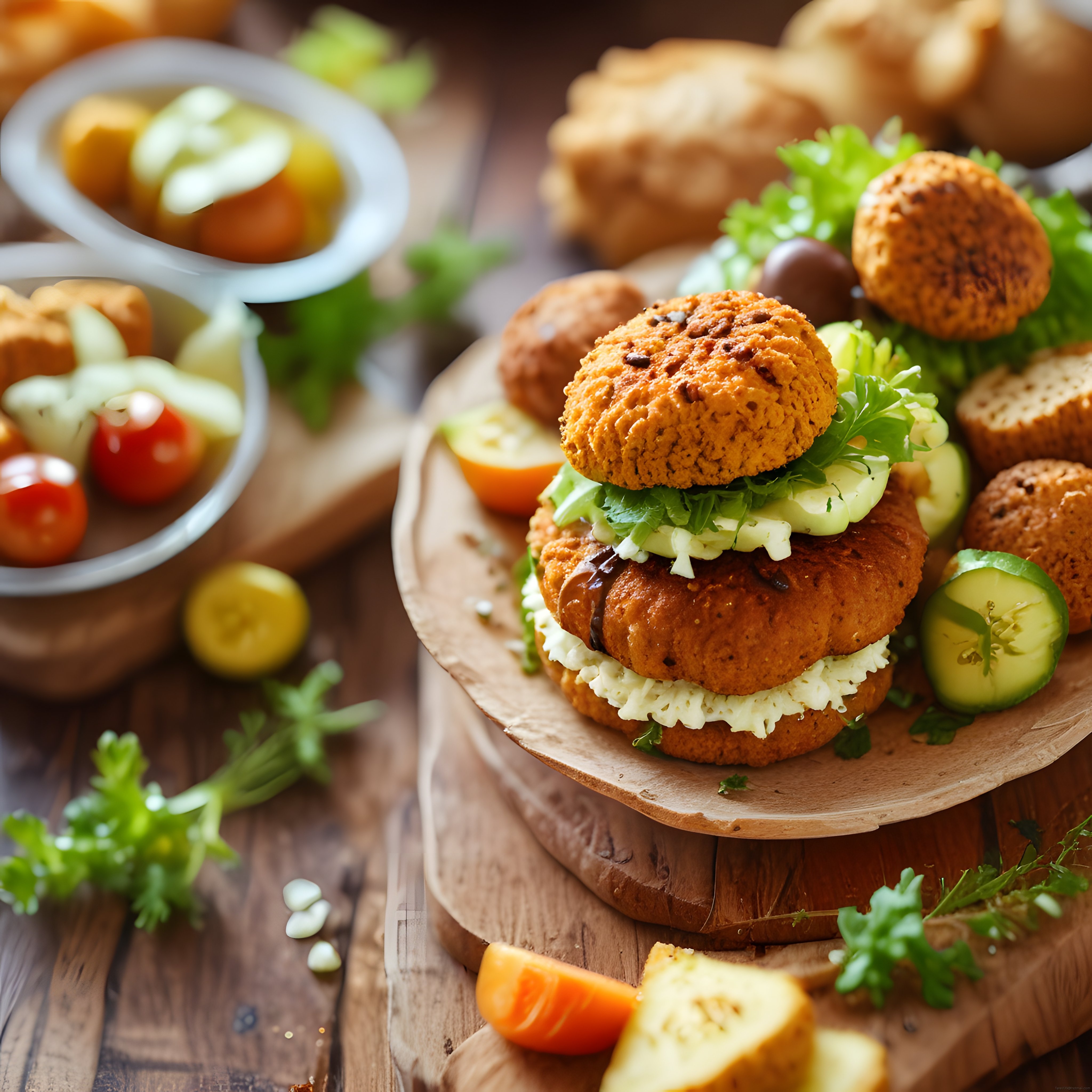 Rustik Ahşap Sunumda Galeta Kaplı Çıtır Ekmek Burger Tarifi