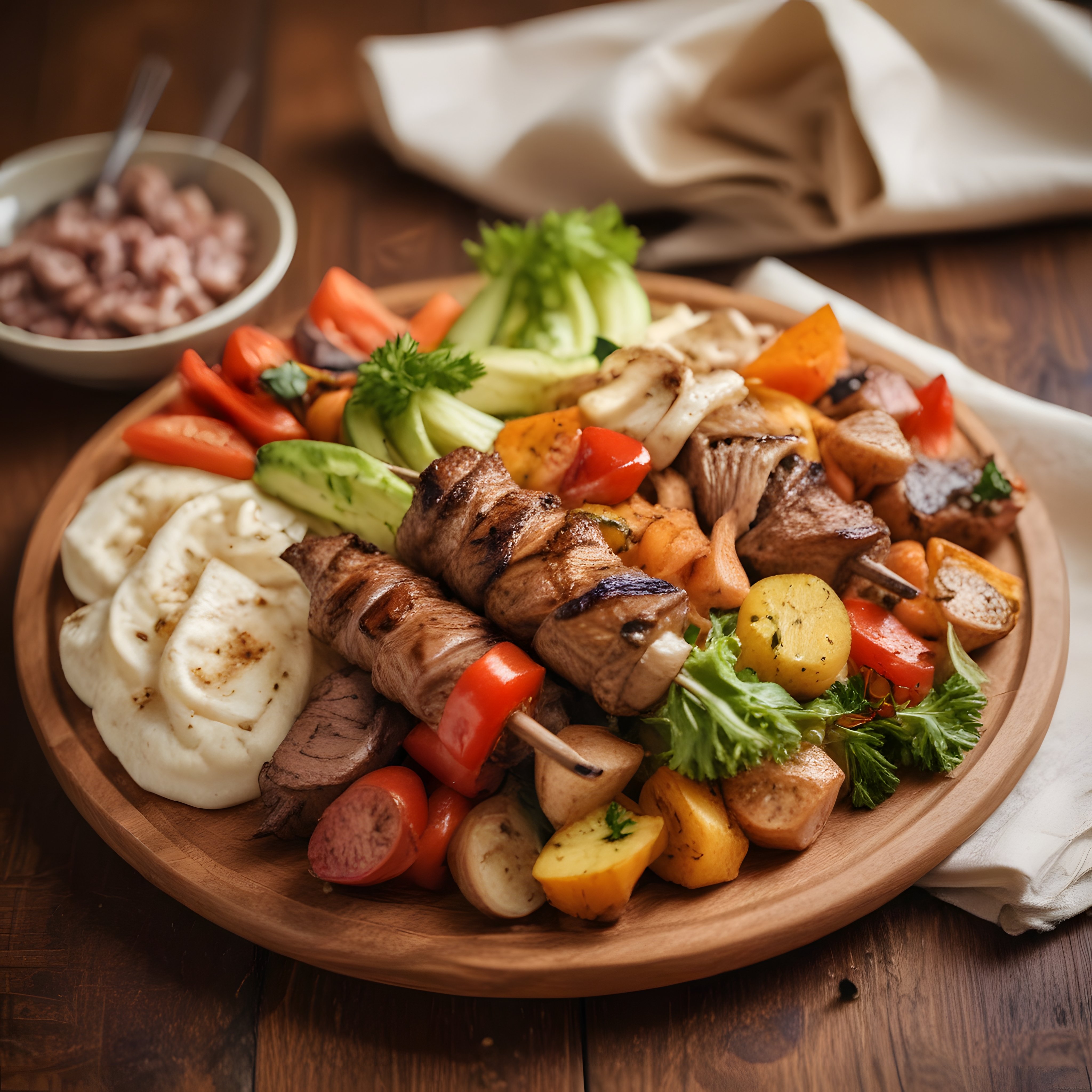 Rustik Ahşap Sunumda Karışık Izgara ve Şiş Kebap Çeşitleri