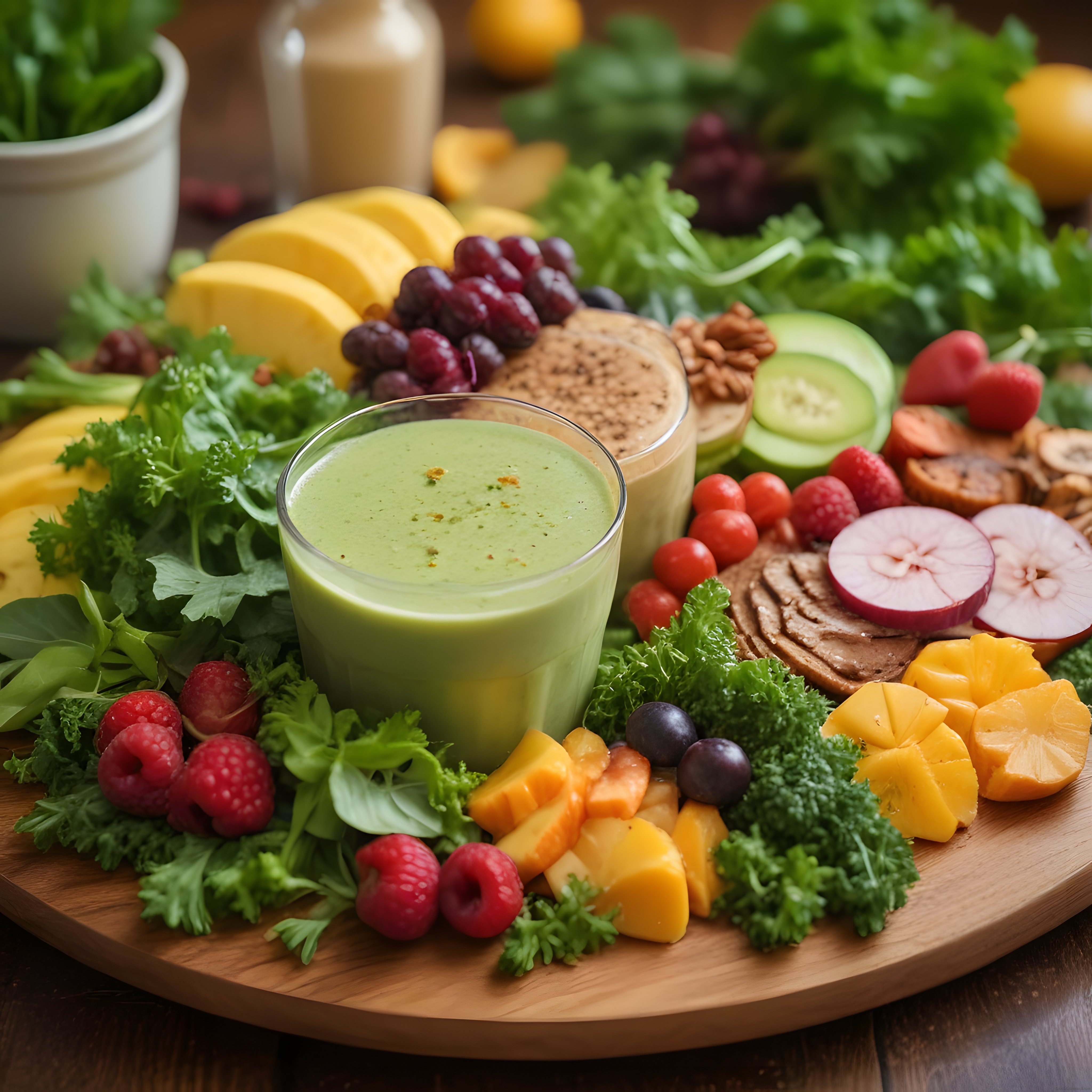 Rustik Ahşap Tahtta Renkli Detoks Smoothie ve Sağlıklı Atıştırmalıklar