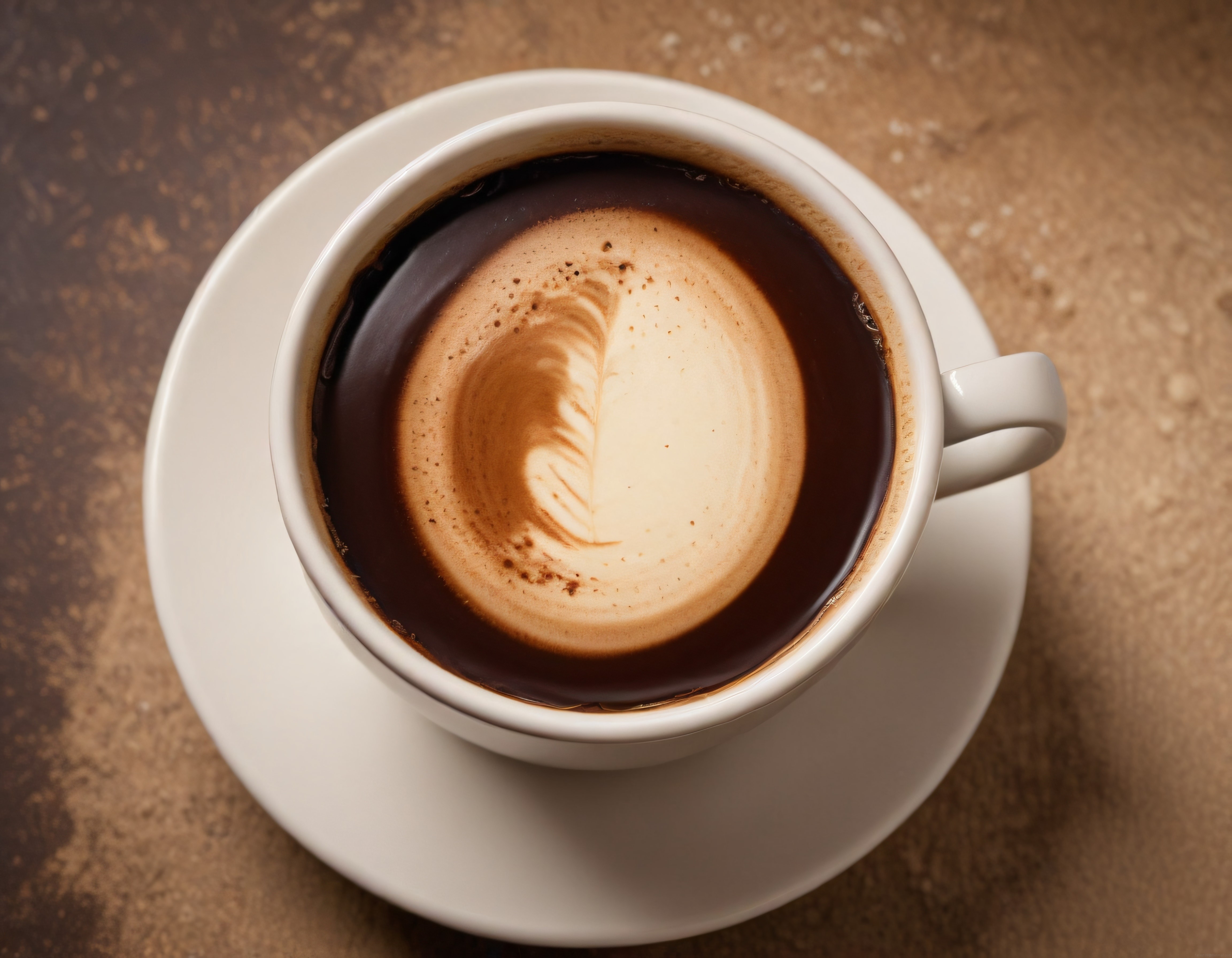 Rustik Ahşap Zemin Üzerinde Yaprak Desenli Latte Artlı Sıcak Kahve Fincanı