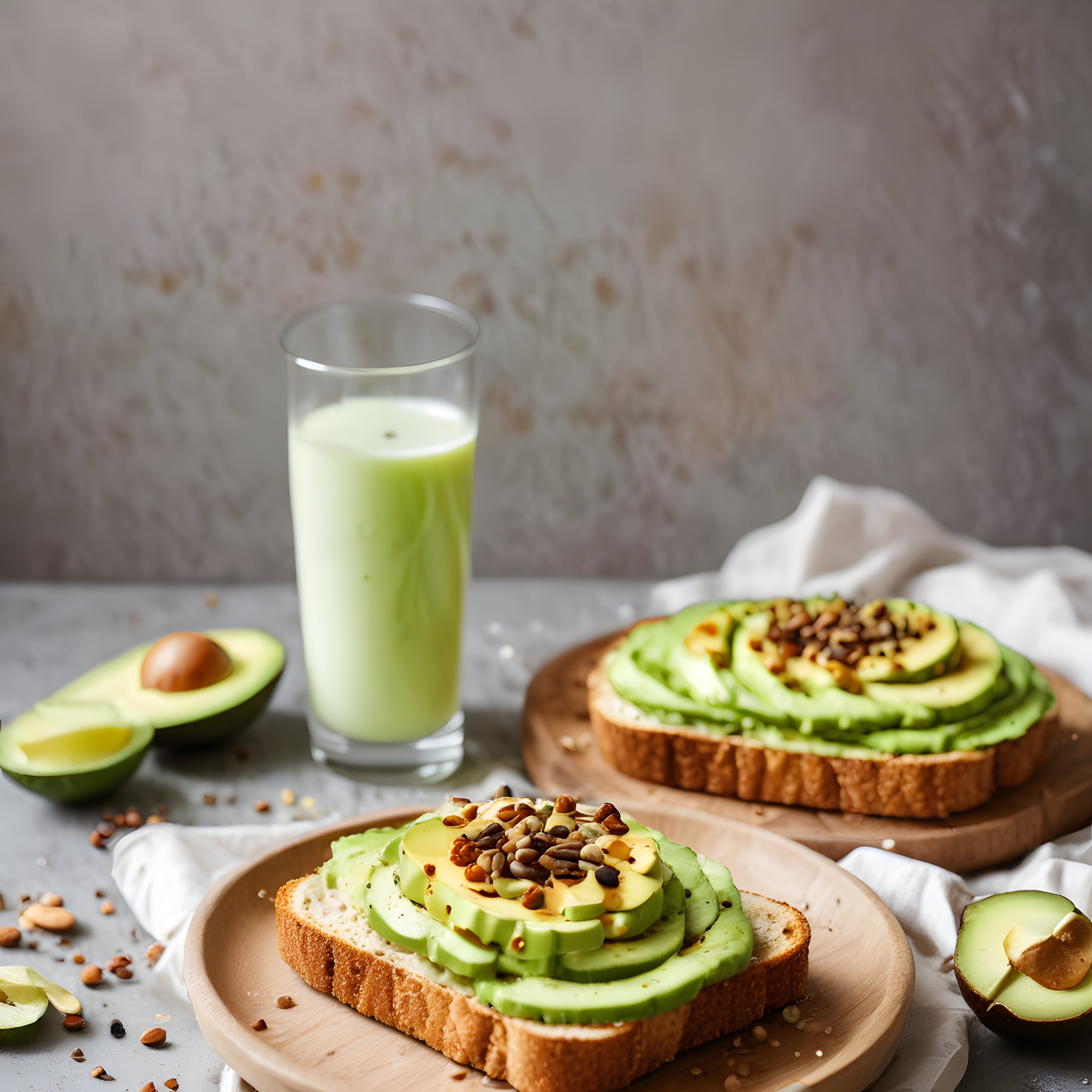 Rustik Avokadolu Tost ve Yeşil Smoothie ile Besleyici Kahvaltı Masası
