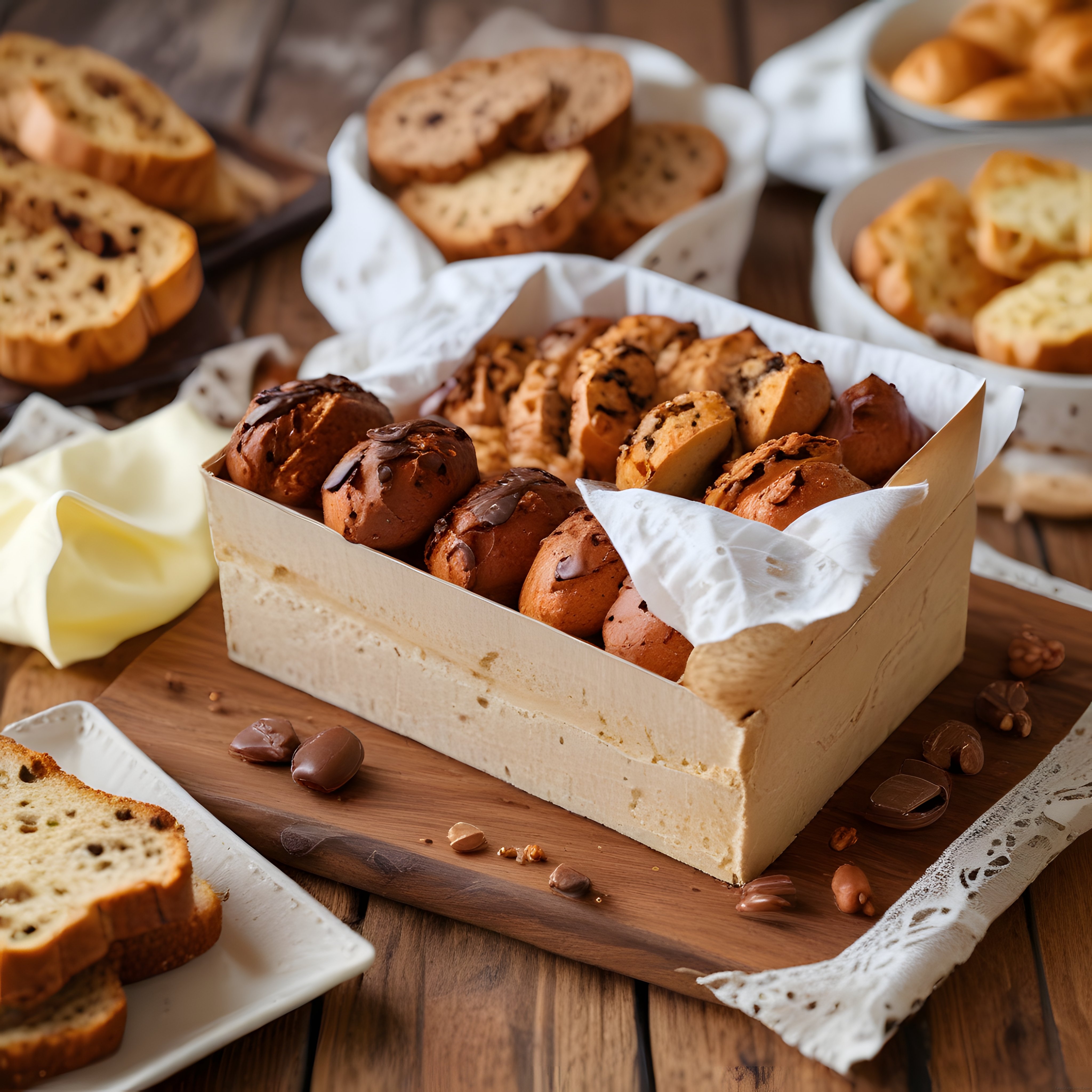 Rustik Masada Kahvaltı Keyfi: Biscotti, Beyaz Peynir ve Kuruyemiş