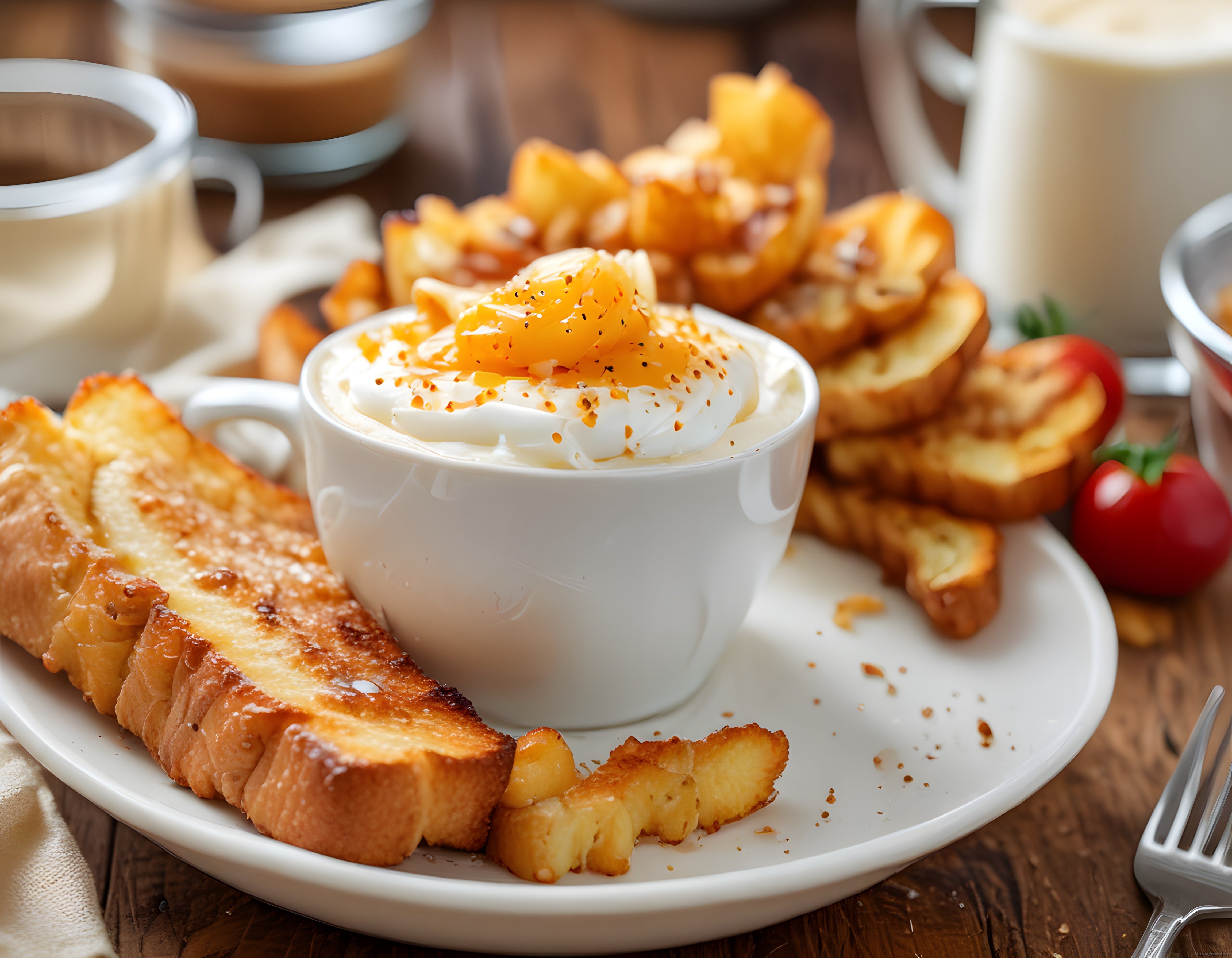 Rustik Masada Tereyağlı Tost ve Bal Kaymak Eşliğinde Kahvaltı Tabağı