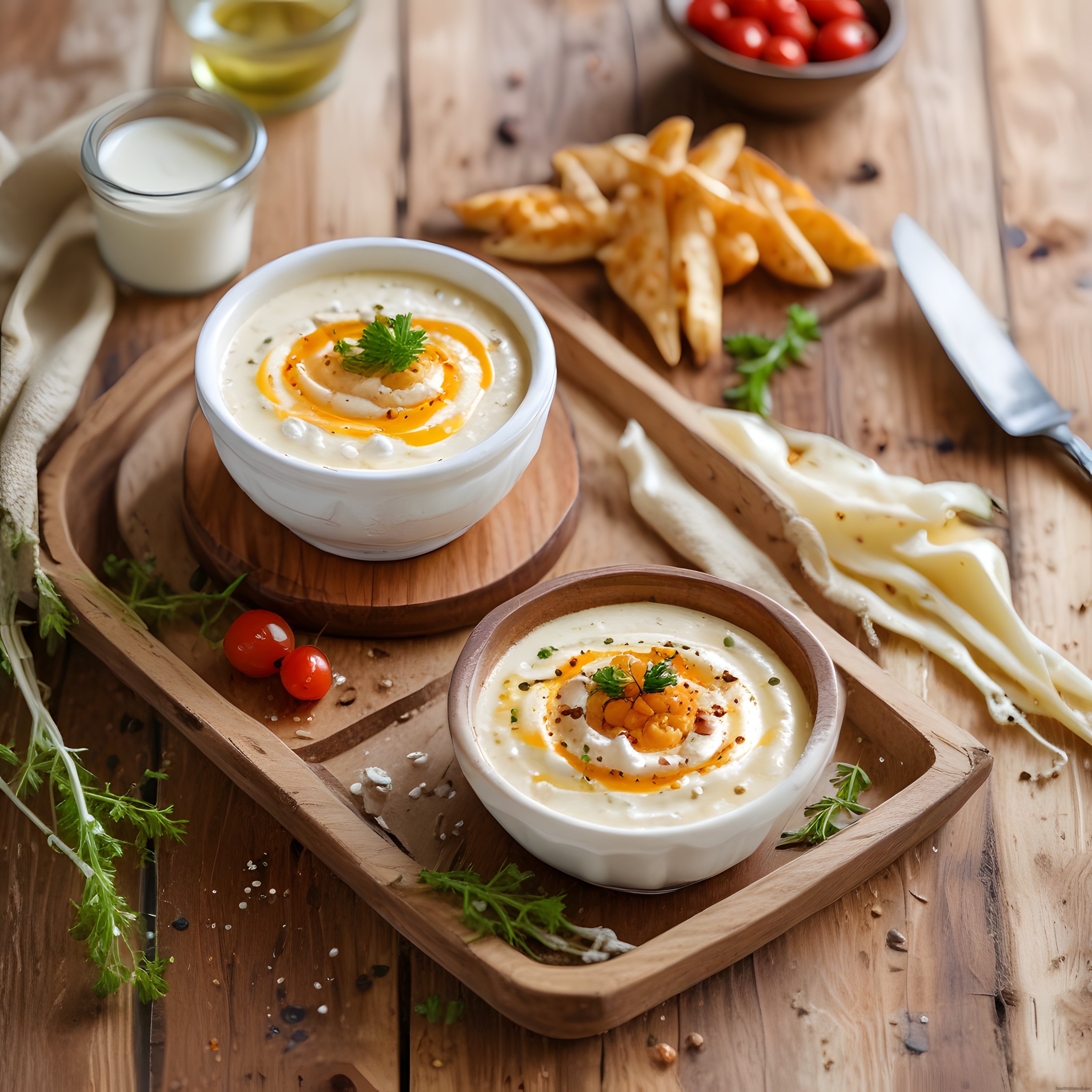 Rustik Masada Yumurtalı Yoğurtlu Çılbır Sunumu ve Kahvaltılık Tabağı